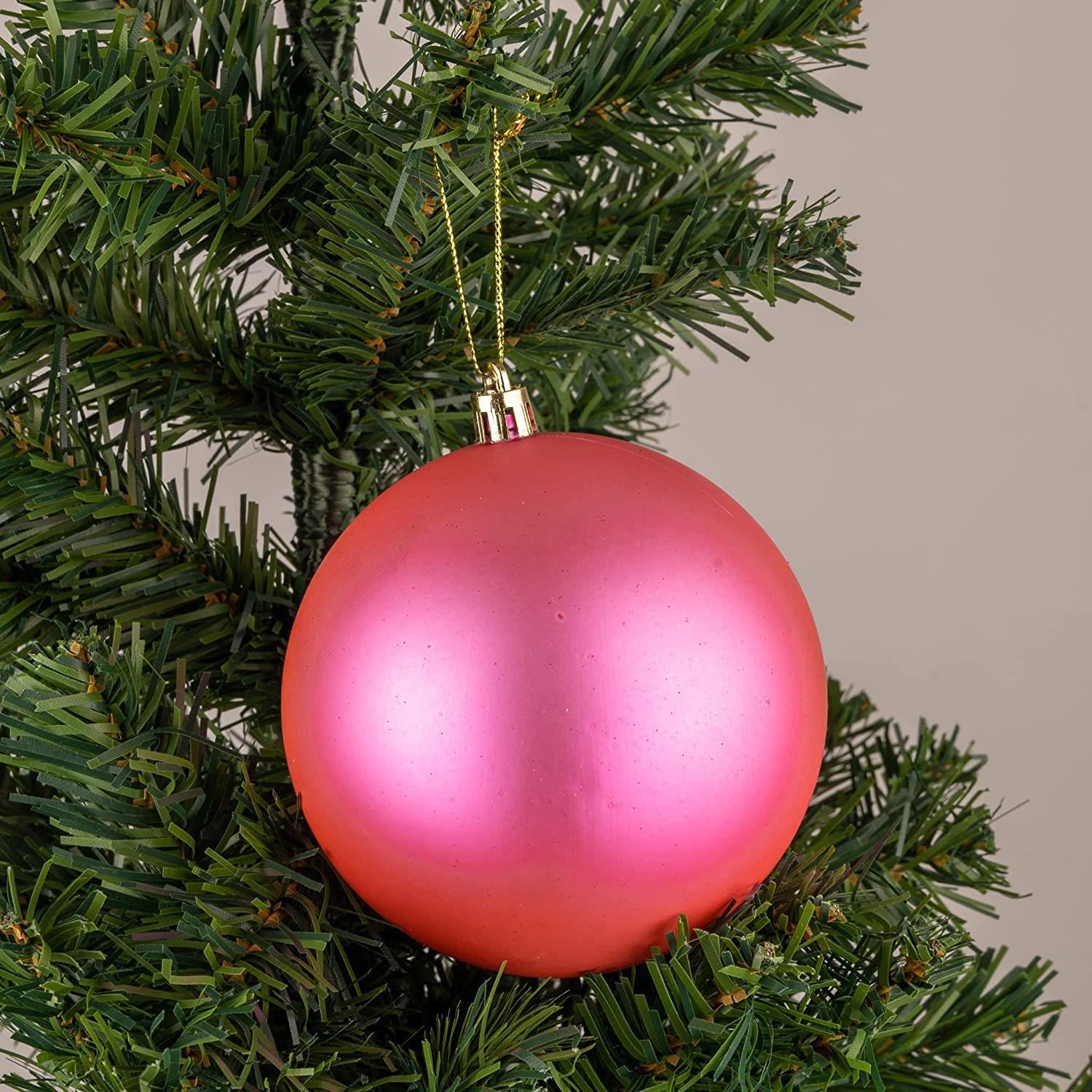 3pcs Christmas Baubles Tree Ornaments Pink Balls Xmas Hanging Decorations 10cm