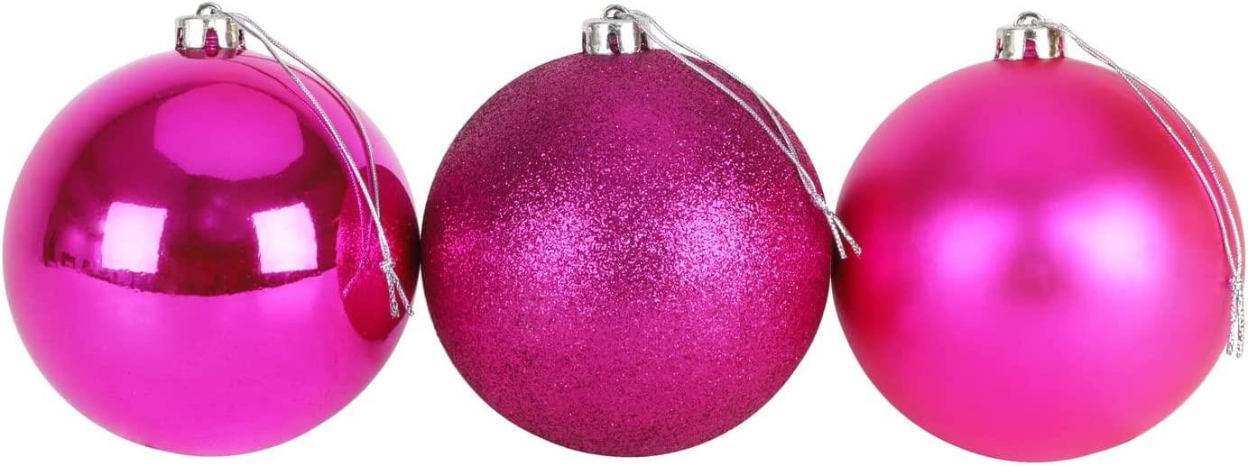 3pcs Christmas Baubles Tree Ornaments Pink Balls Xmas Hanging Decoration 15cm