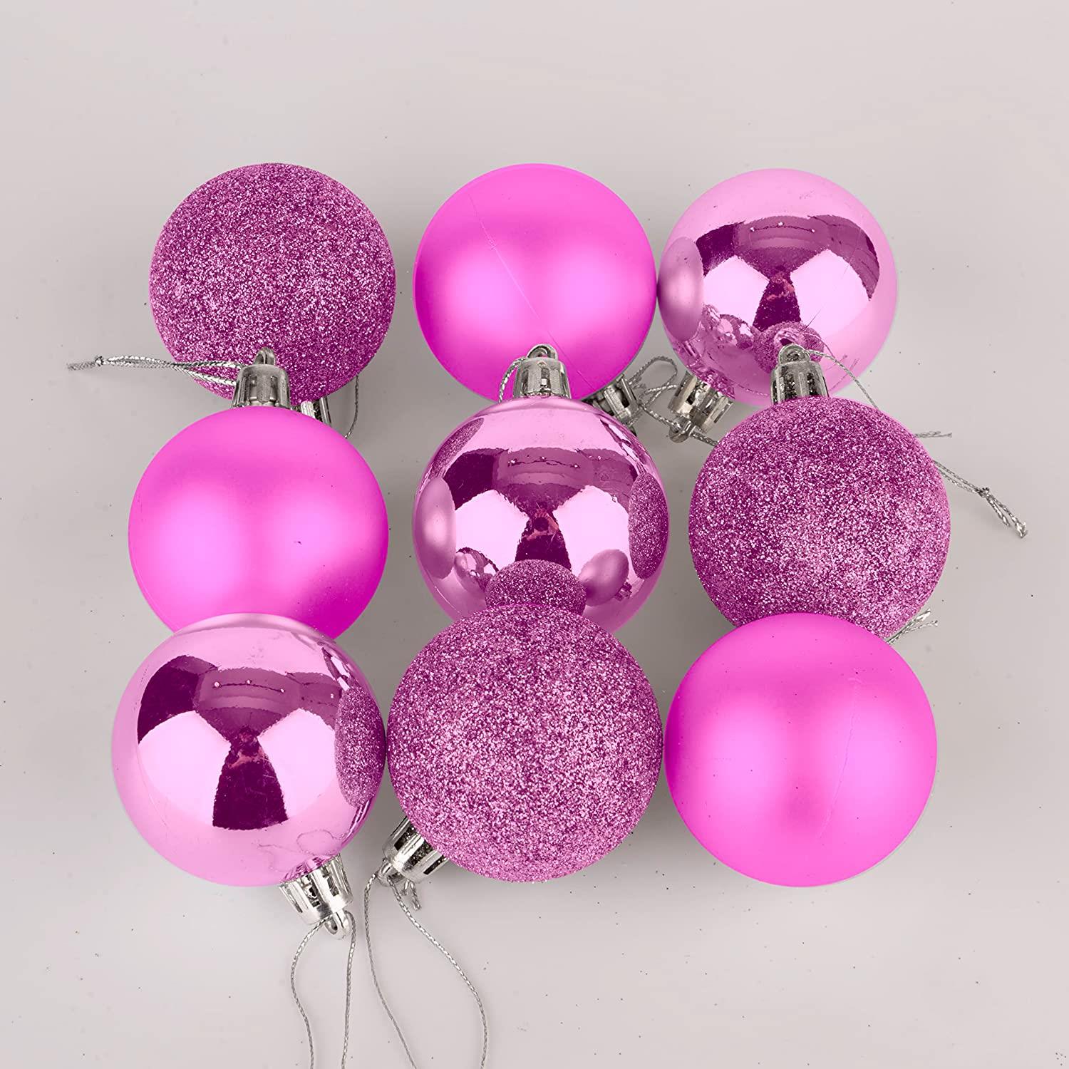 9PCS Christmas Baubles Tree Ornaments Pink Balls Xmas Hanging Decorations 50mm