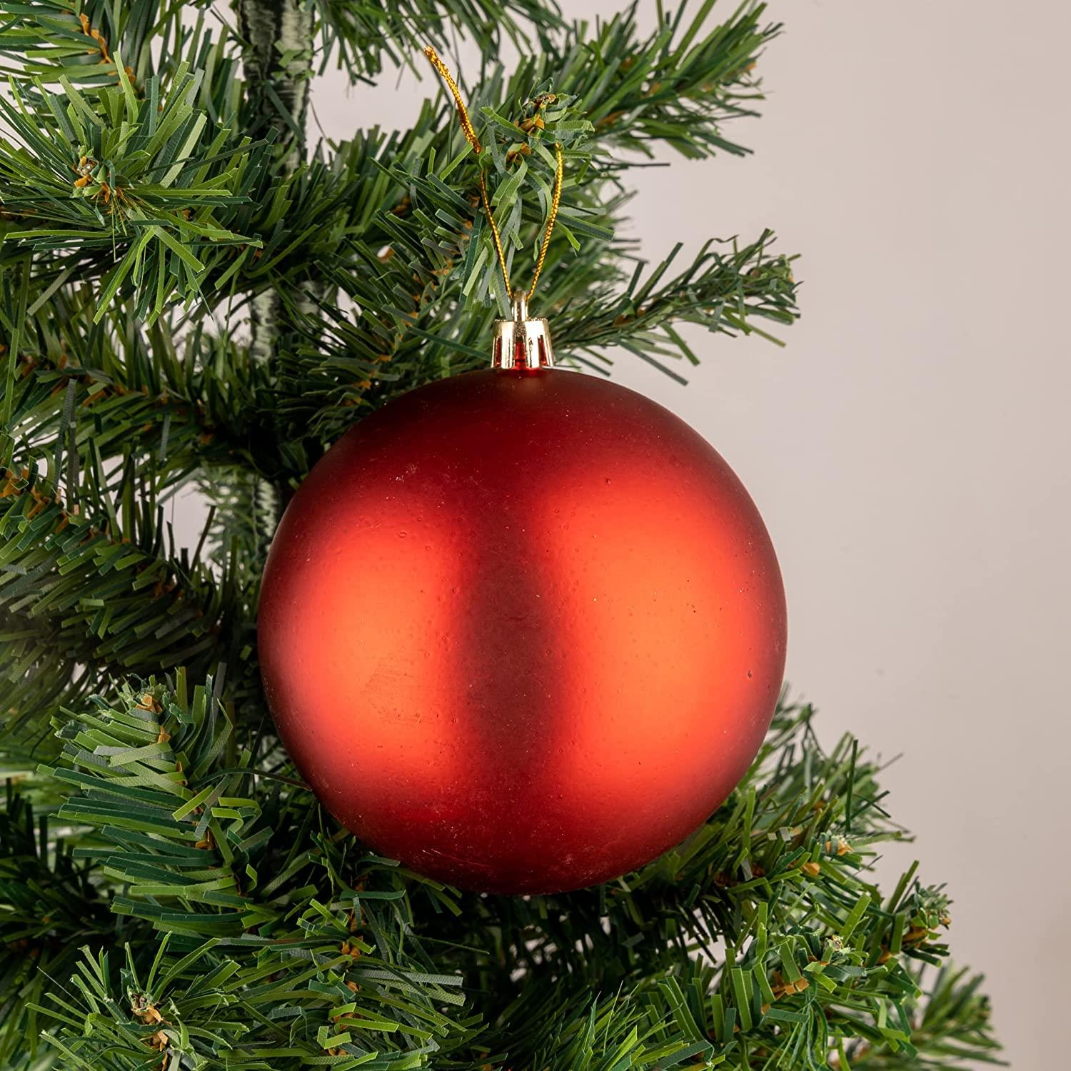 3pcs Christmas Baubles Tree Ornaments Red Balls Xmas Hanging Decorations 10cm