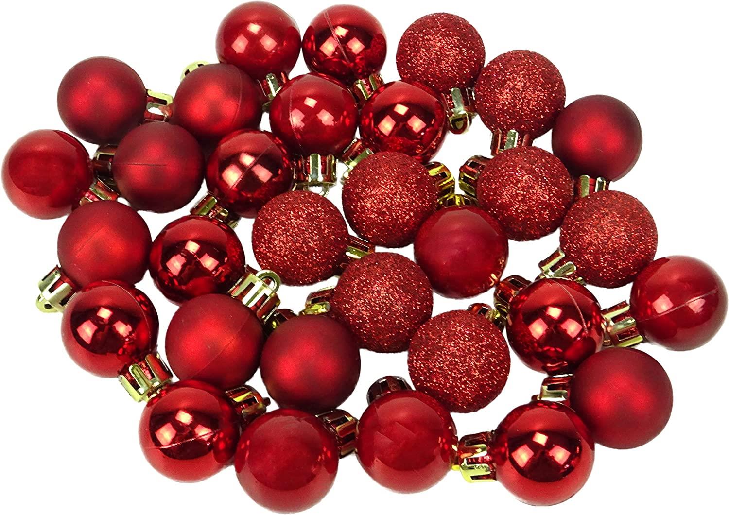12pcs Christmas Baubles Tree Ornaments Red Balls Xmas Hanging Decorations 30mm