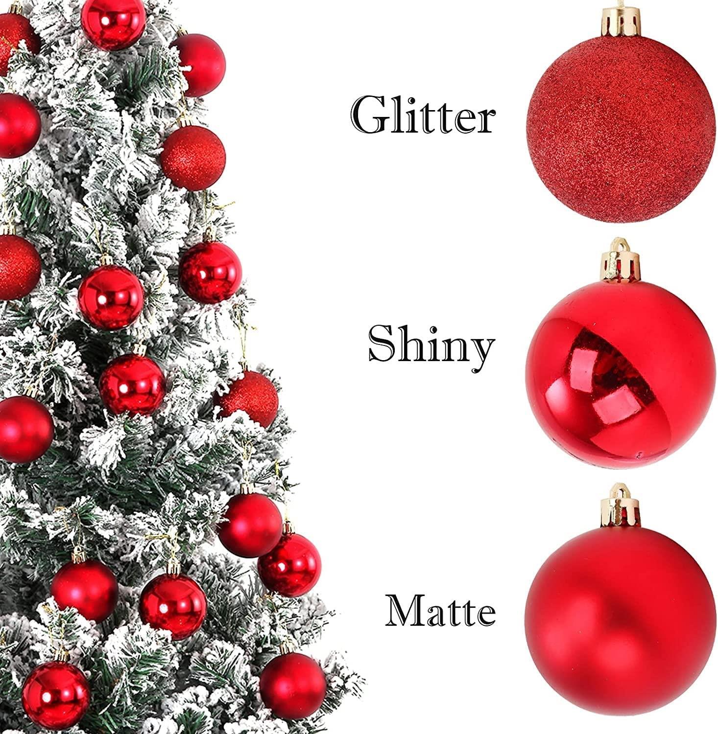9PCS Christmas Baubles Tree Ornaments Red Balls Xmas Hanging Decorations 50mm