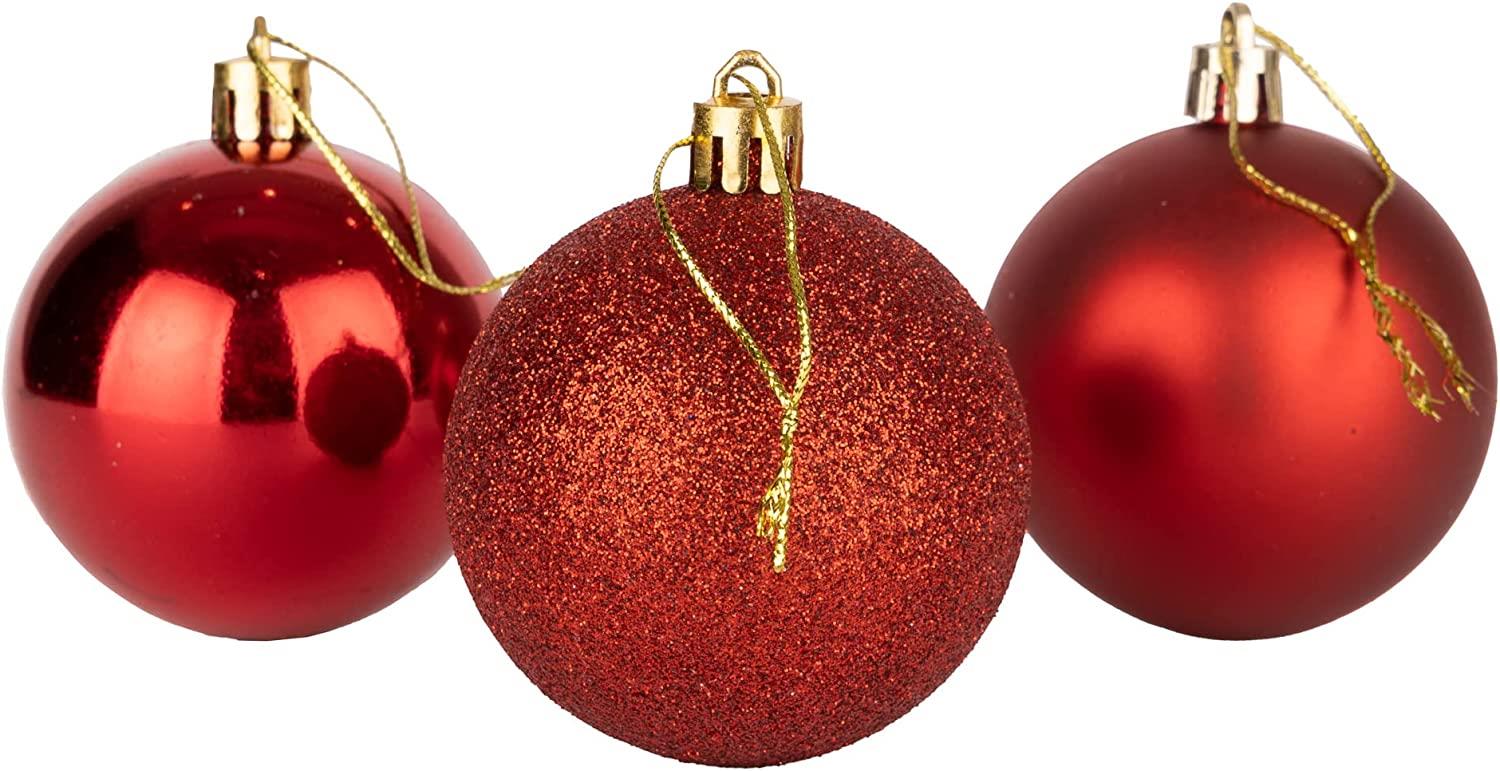 6X Christmas Baubles Tree Ornaments Red Balls Xmas Tree Ball Hanging Decorations
