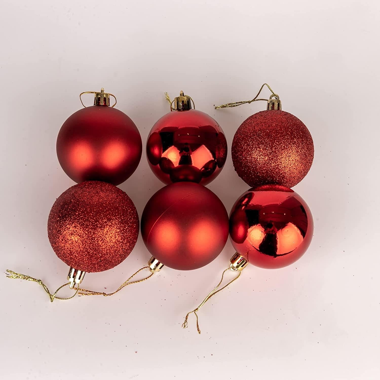 6X Christmas Baubles Tree Ornaments Red Balls Xmas Tree Ball Hanging Decorations