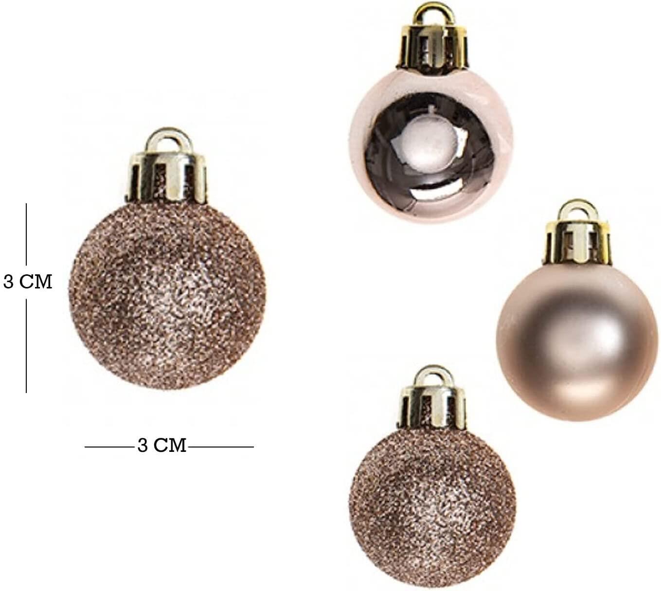12X Christmas Baubles Hanging Decoration Rose Gold Ball Xmas Tree Ornament 30mm