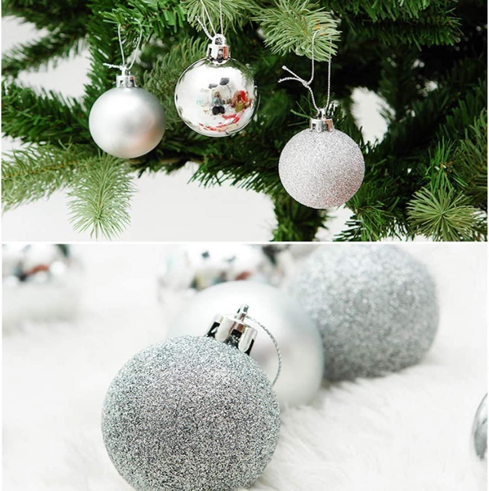 9PCS Christmas Baubles Tree Ornaments Silver Balls Xmas Hanging Decoration 50mm