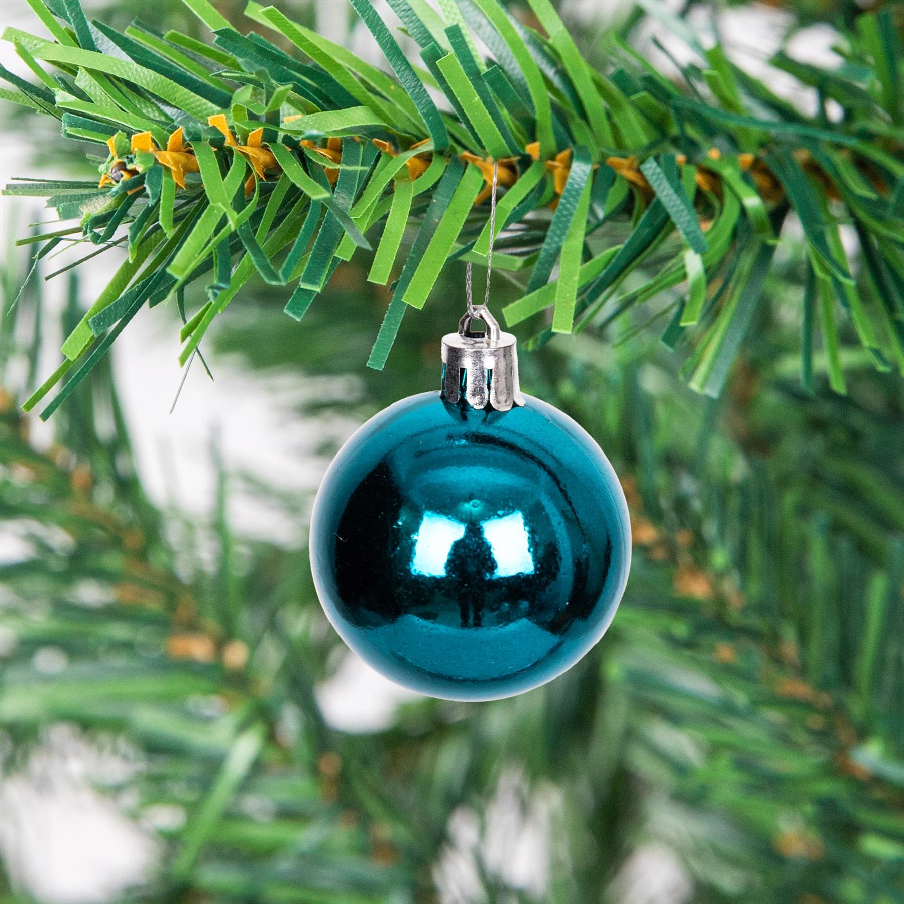9 Teal Blue Christmas Baubles Set Shatterproof Glitter Matte Shiny Festive Decor