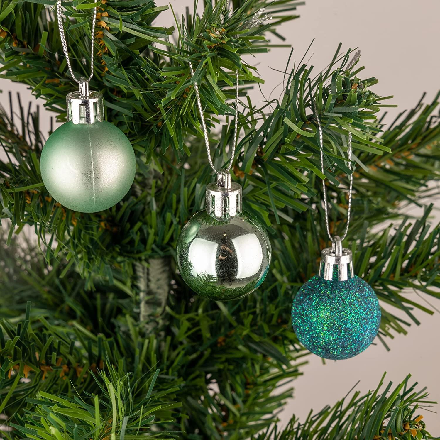 12X Christmas Baubles Hanging Decoration Turquoise Ball Xmas Tree Ornament 30mm