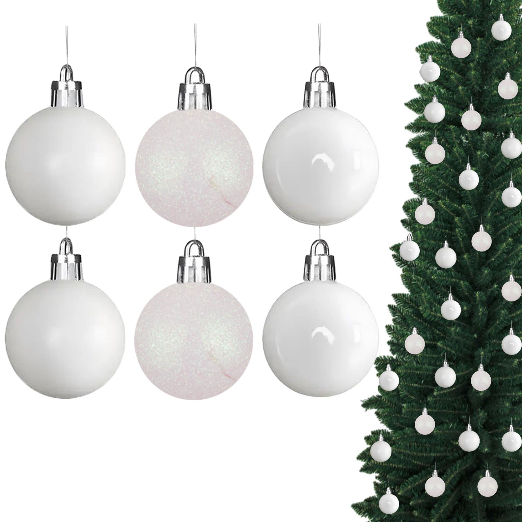 6pcs Christmas Baubles Tree Ornaments White Ball Xmas Festive Hanging Decor 6cm