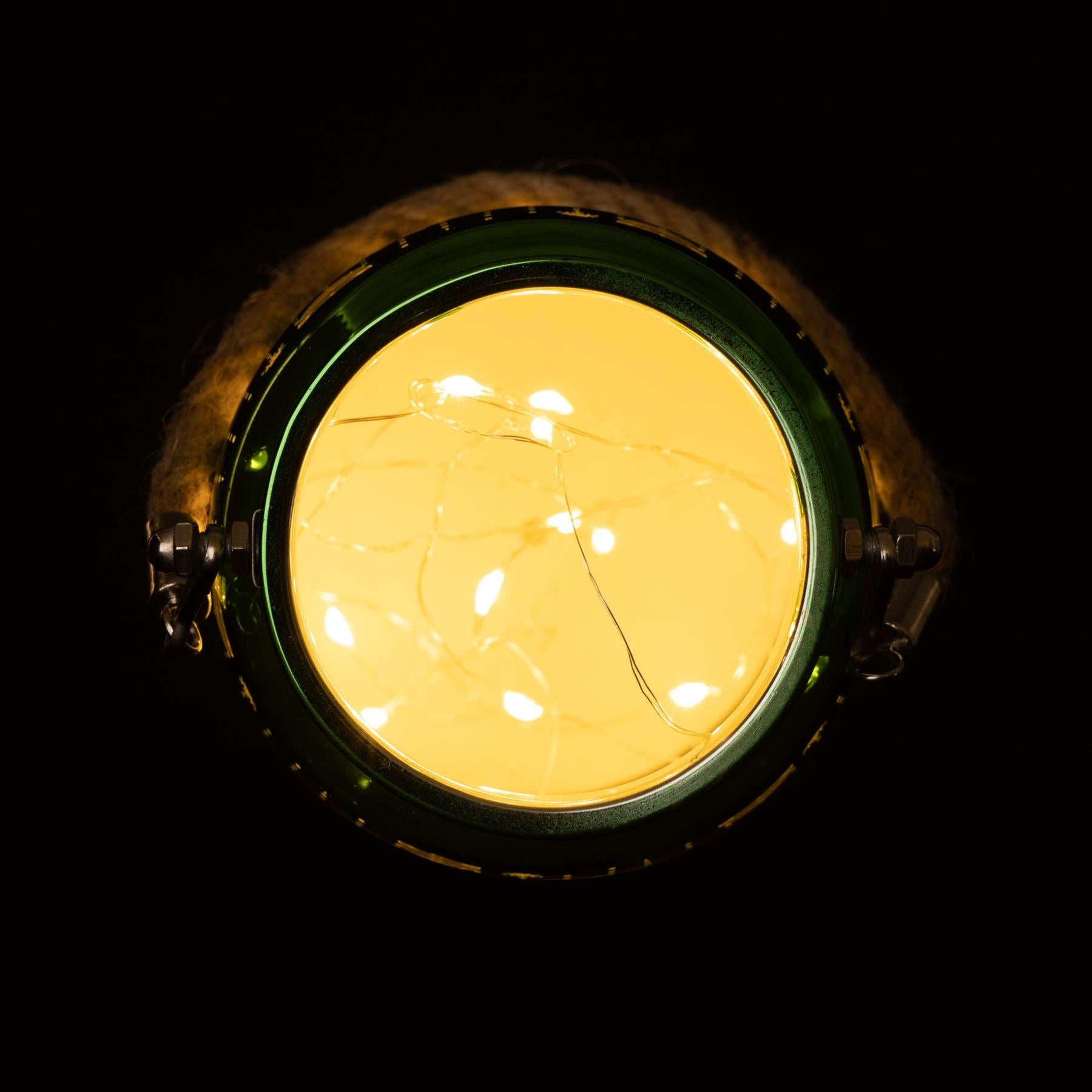 20cm Christmas Lantern Table Lamp LED Fairy Lights Green Baubles Decorated Jar