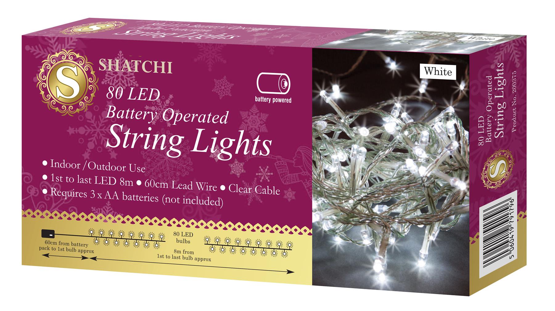 Christmas Fairy Lights 80 LED String Battery Operated Xmas Home Window Decor