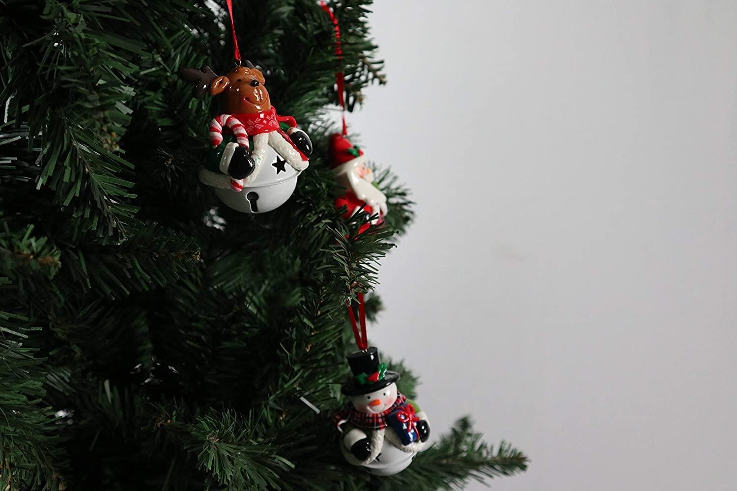 Christmas Hanging Decorations 12x Santa Snowman Reindeer + Bells Decorations UK