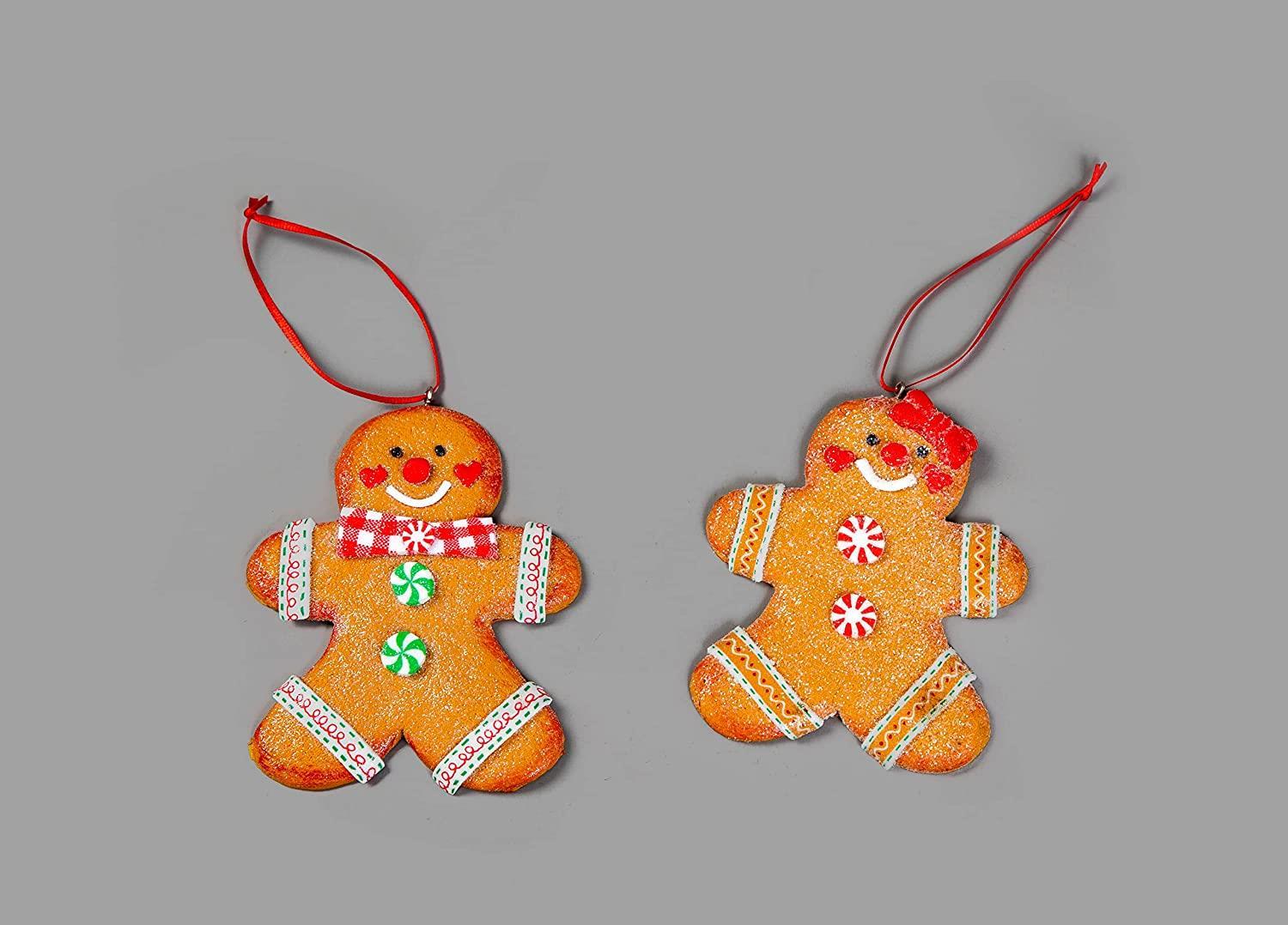Christmas Hanging Decoration 12Pcs Ceramic Gingerbread Couple