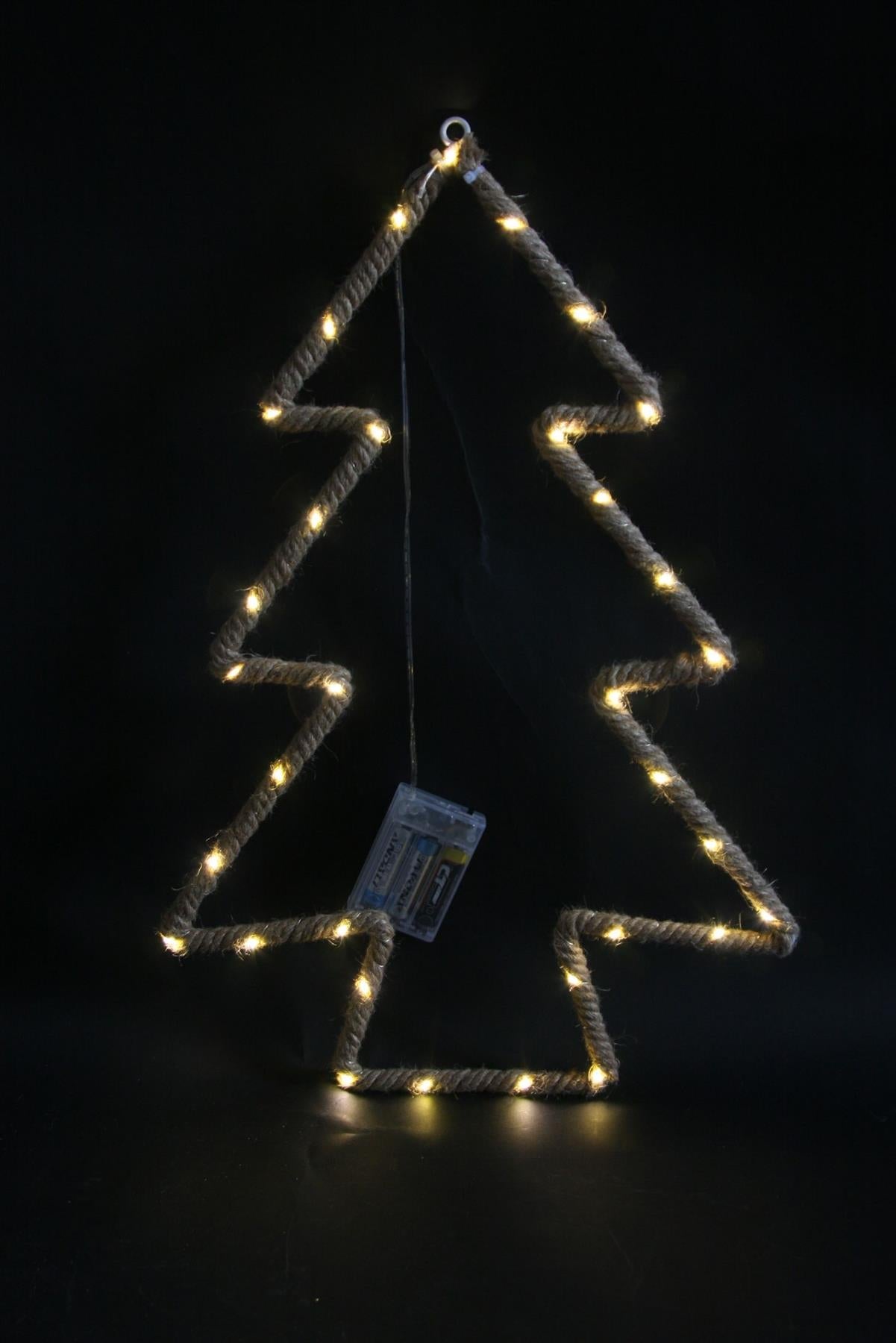 Christmas Silhouette Rope Lights Tree Shape LED Hemp Jute Retro Wall Decorations