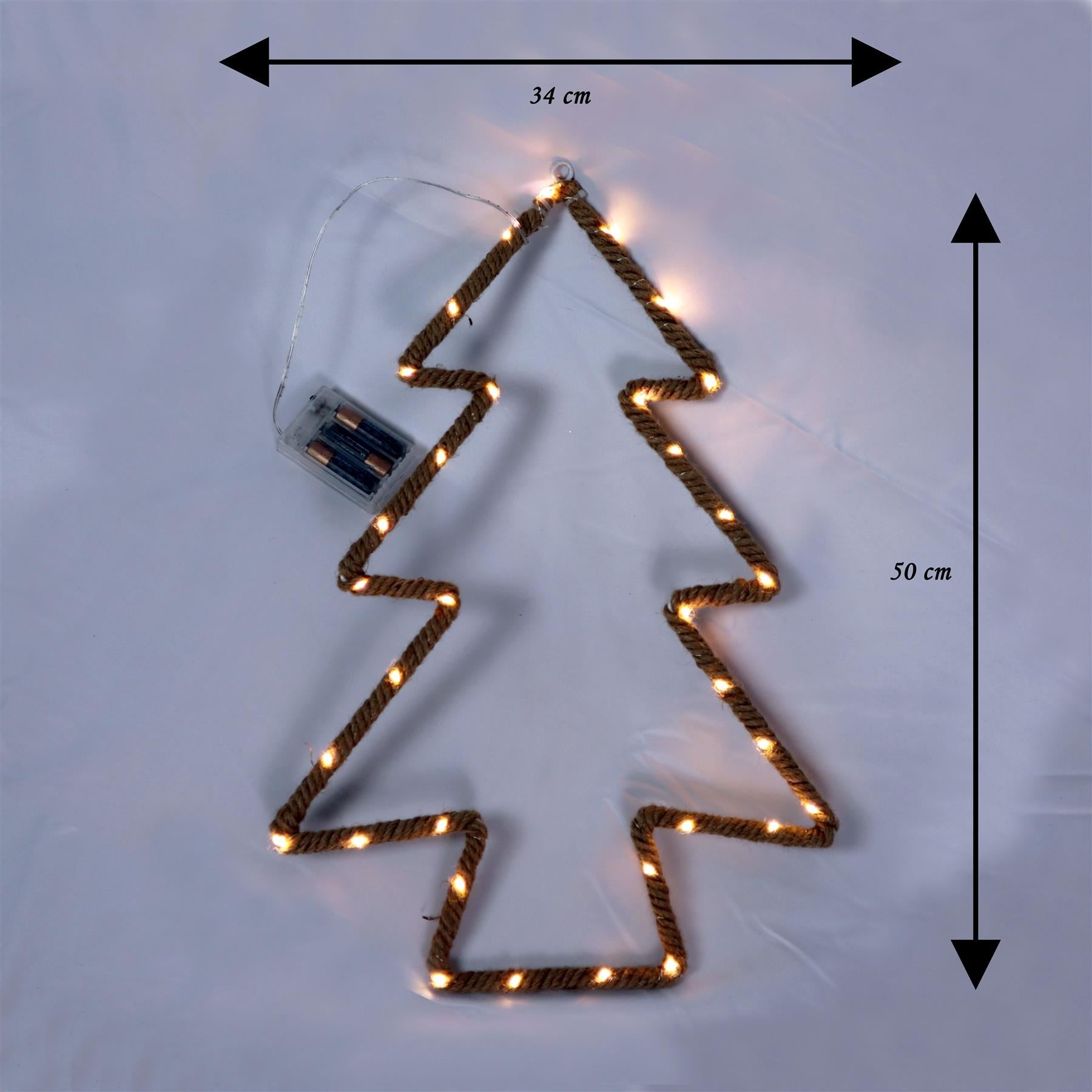Christmas Silhouette Rope Lights Tree Shape LED Hemp Jute Retro Wall Decorations
