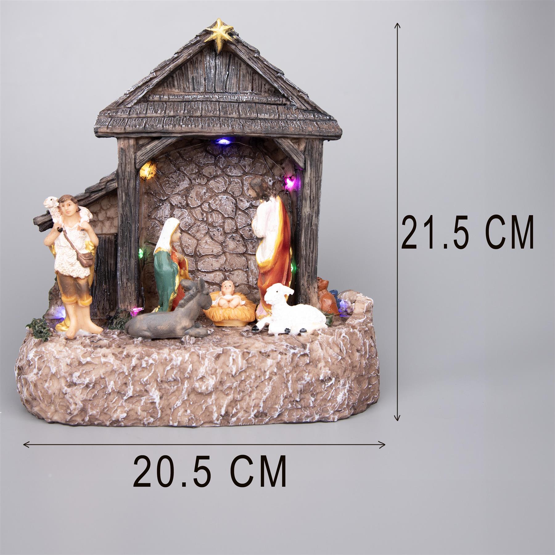Christmas Nativity Set Scene Jesus Crib Figures Xmas Lights Up LED Decorations