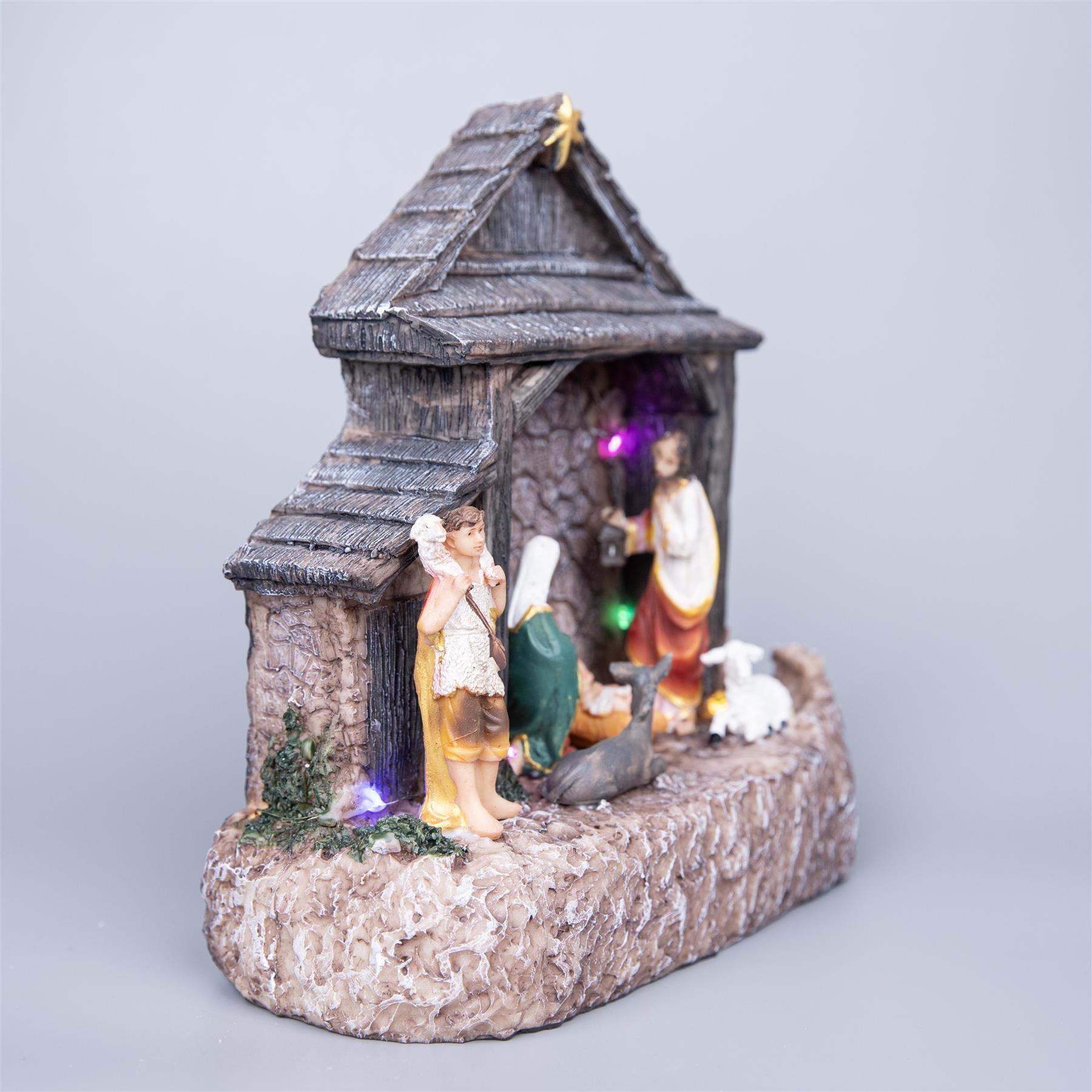 Christmas Nativity Set Scene Jesus Crib Figures Xmas Lights Up LED Decorations