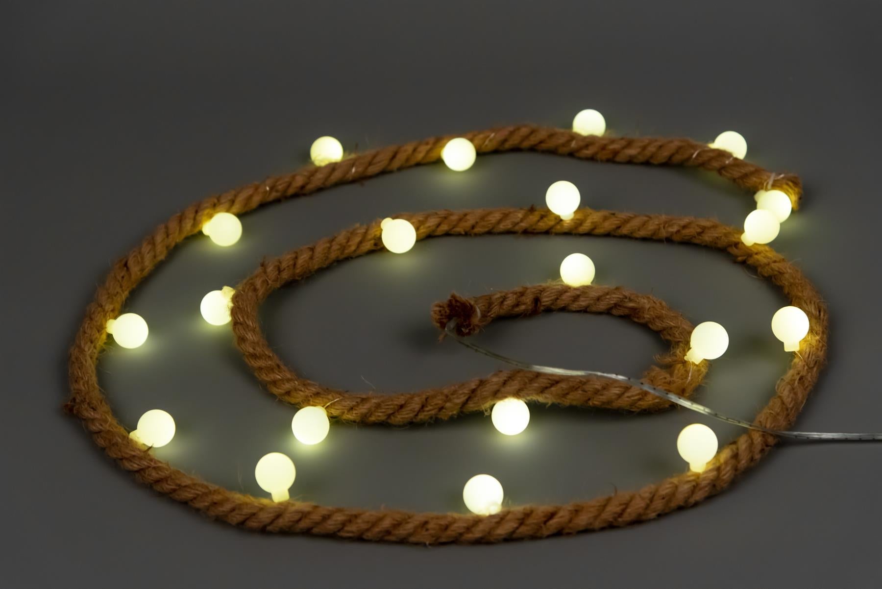 Hemp Rope String Fairy Lights Christmas Vintage Retro Decorations 20 LEDs