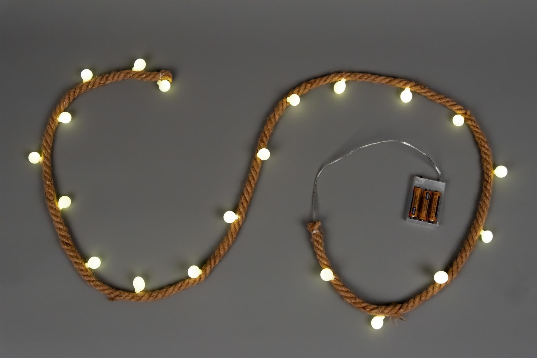 Hemp Rope String Fairy Lights Christmas Vintage Retro Decorations 20 LEDs