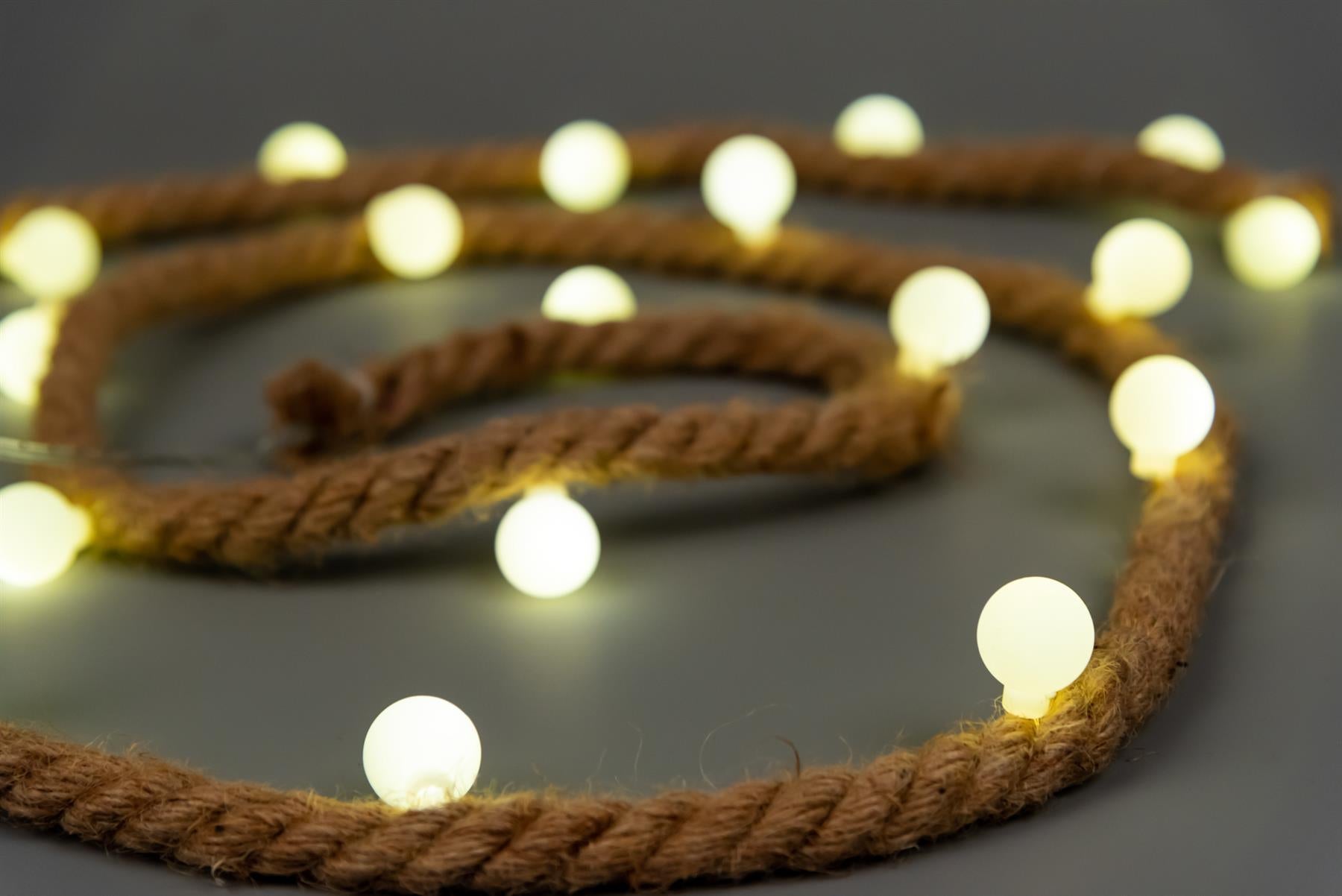 Hemp Rope String Fairy Lights Christmas Vintage Retro Decorations 20 LEDs