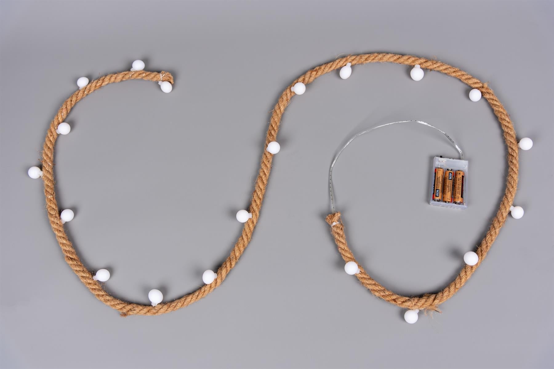 Hemp Rope String Fairy Lights Christmas Vintage Retro Decorations 20 LEDs