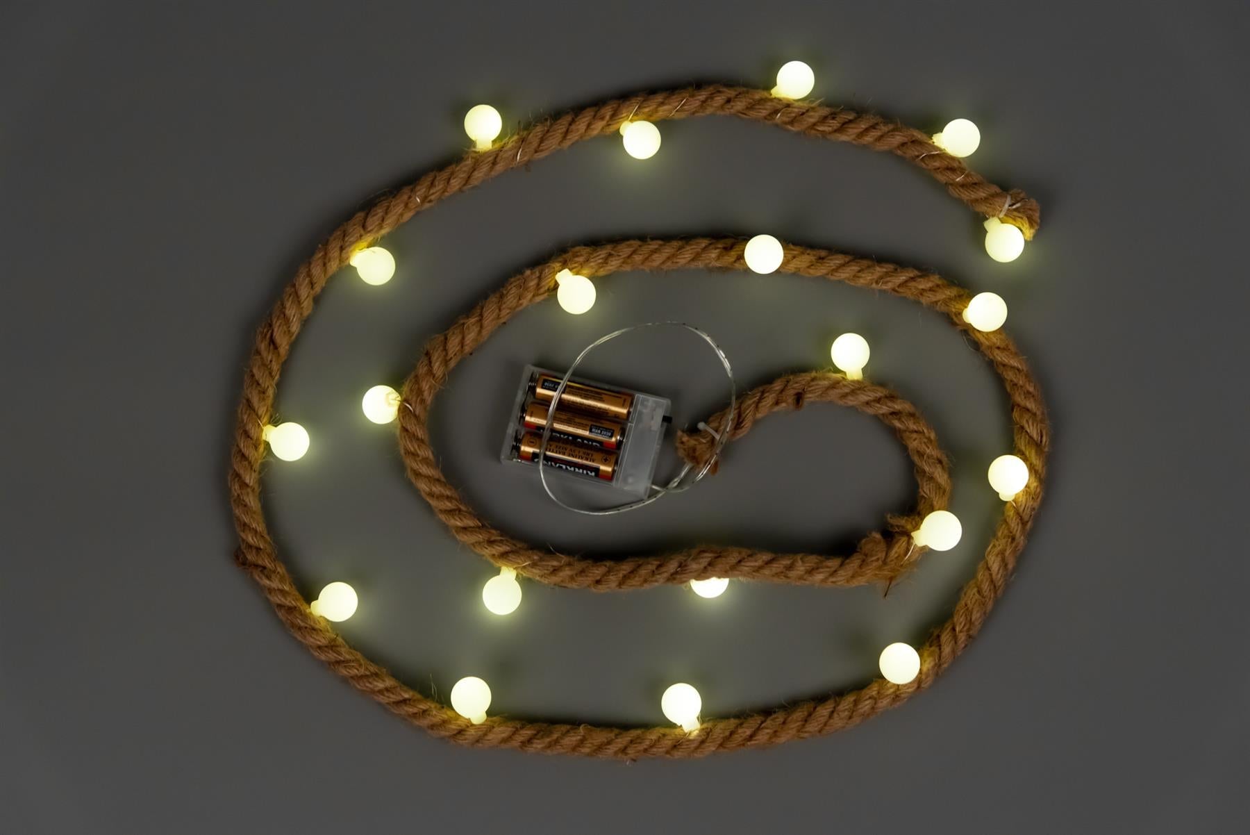 Hemp Rope String Fairy Lights Christmas Vintage Retro Decorations 20 LEDs