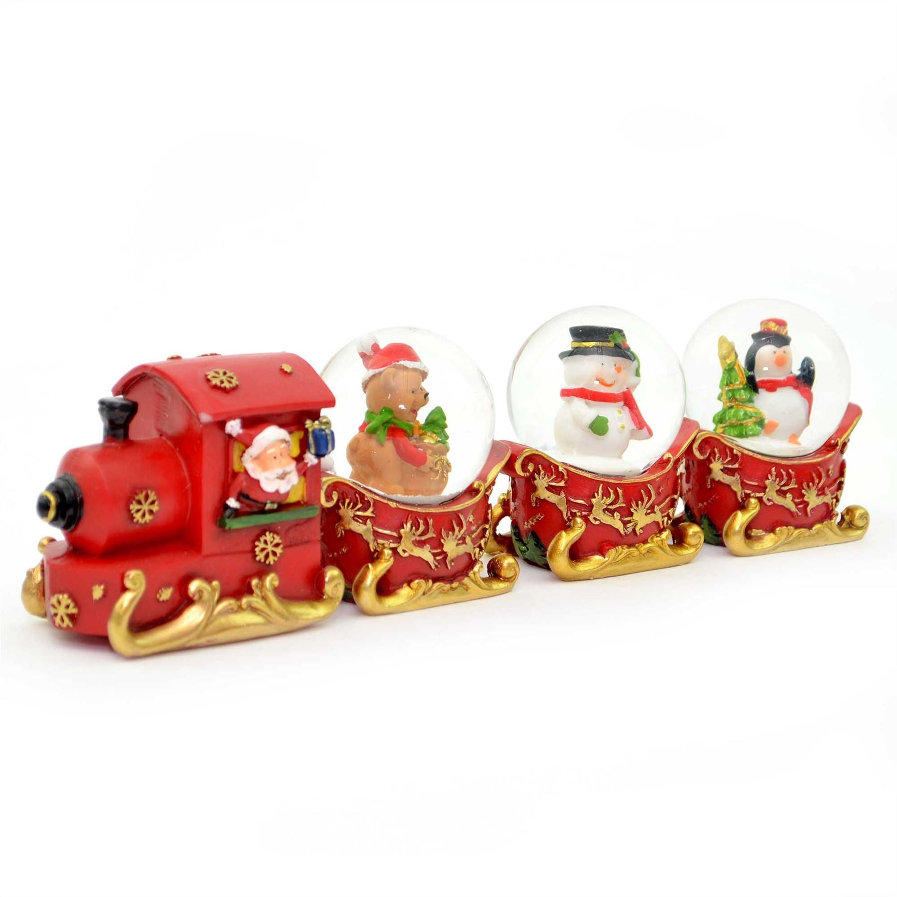 Christmas Santa Snow globe Train Nativity 4pcs Sleigh Set Xmas Gift Present