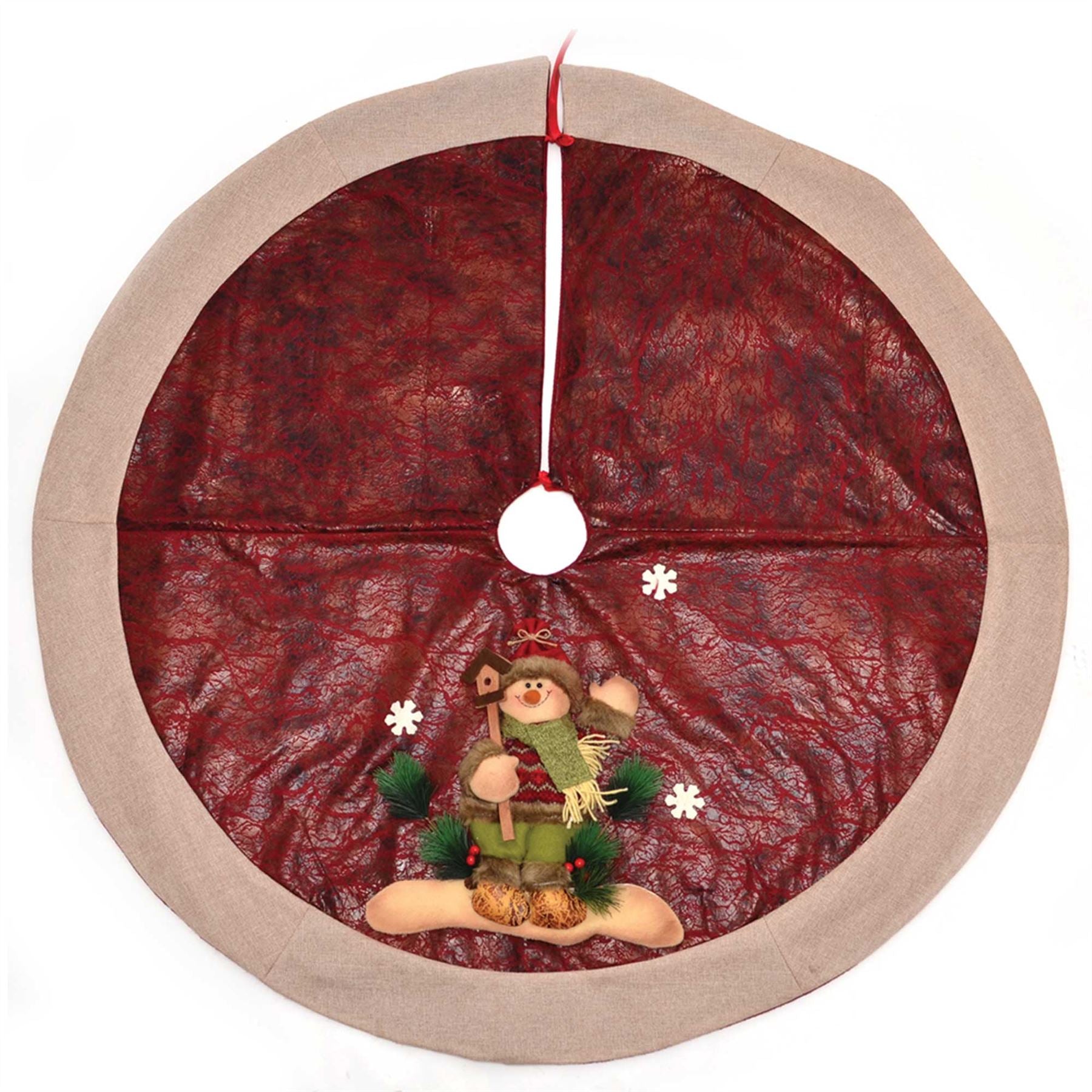 Christmas Tree Skirt Base Cover With 3D Style Xmas Tree Decorations 120Cm