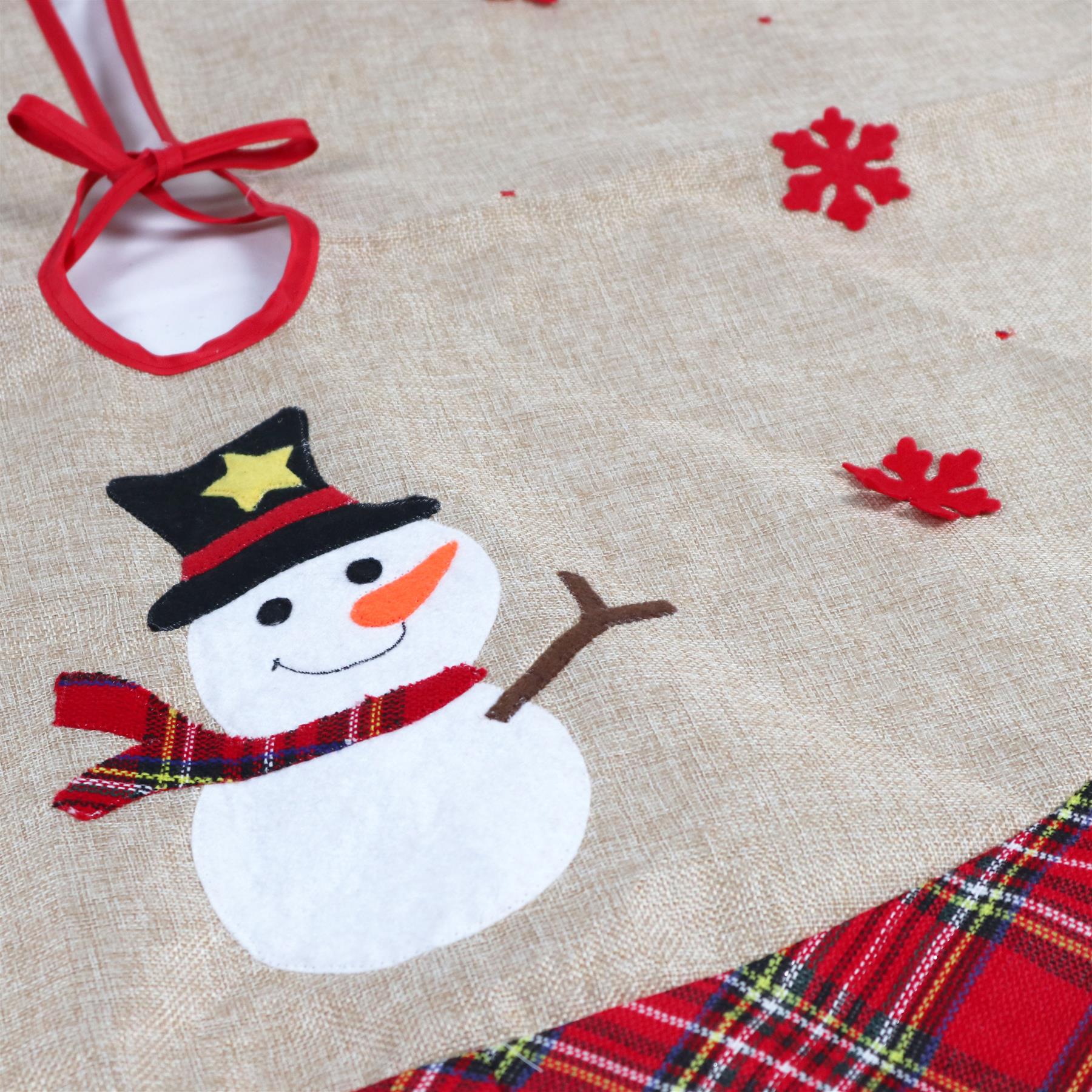 Snowman Design Snowflake Tree Skirt Christmas Floor Mat Holiday Home Decorations