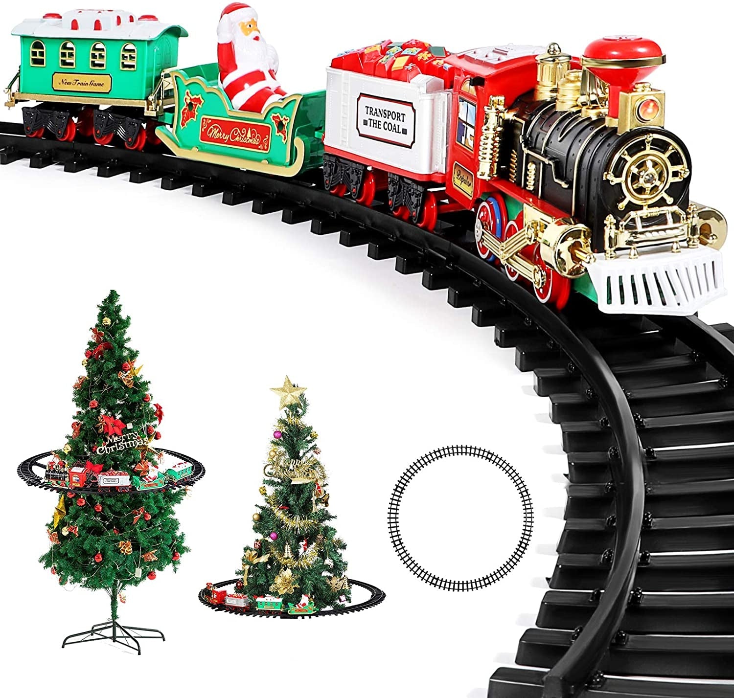 Tree Train Set Around Christmas Tree Lights Musical Battery Operated XMAS Decor