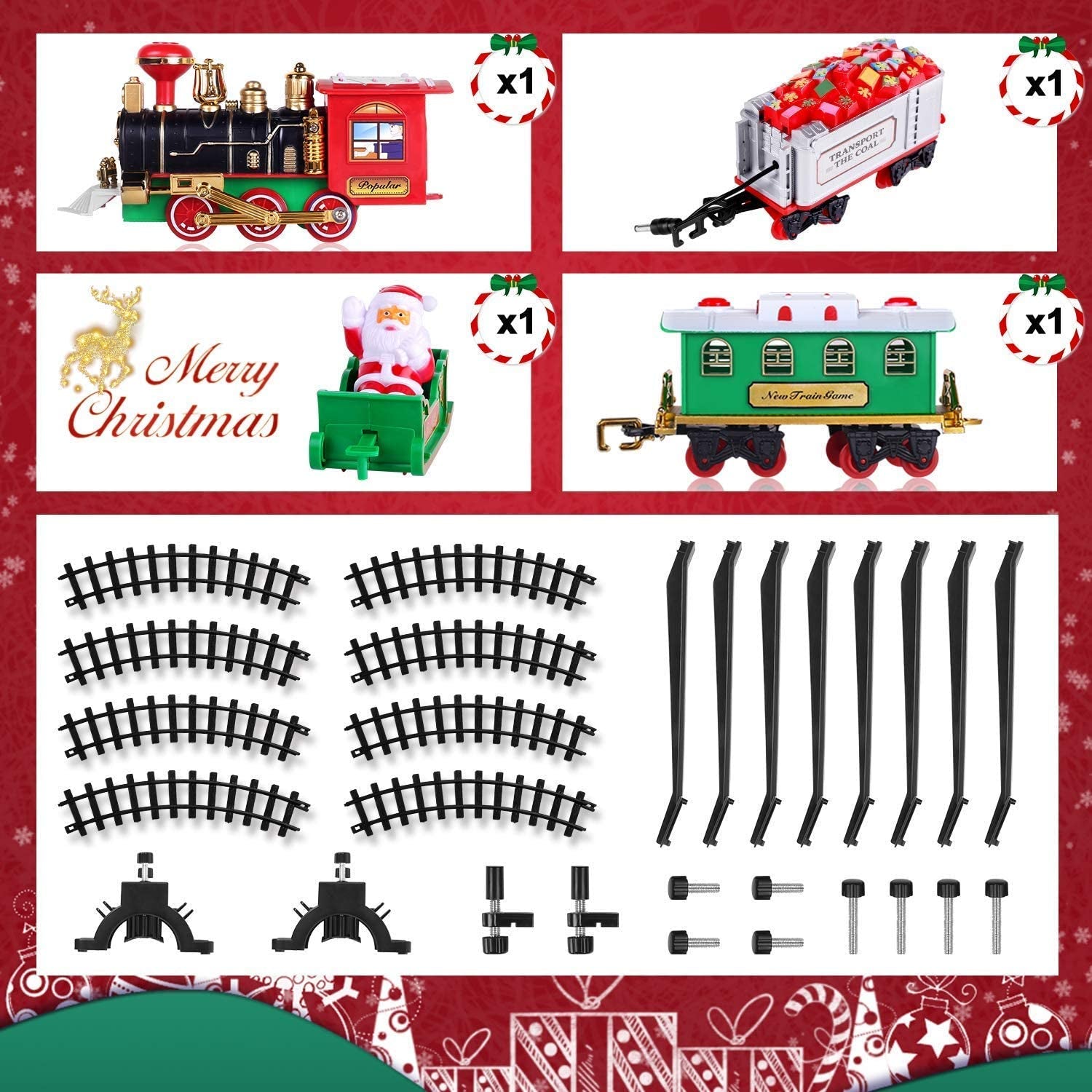 Tree Train Set Around Christmas Tree Lights Musical Battery Operated XMAS Decor