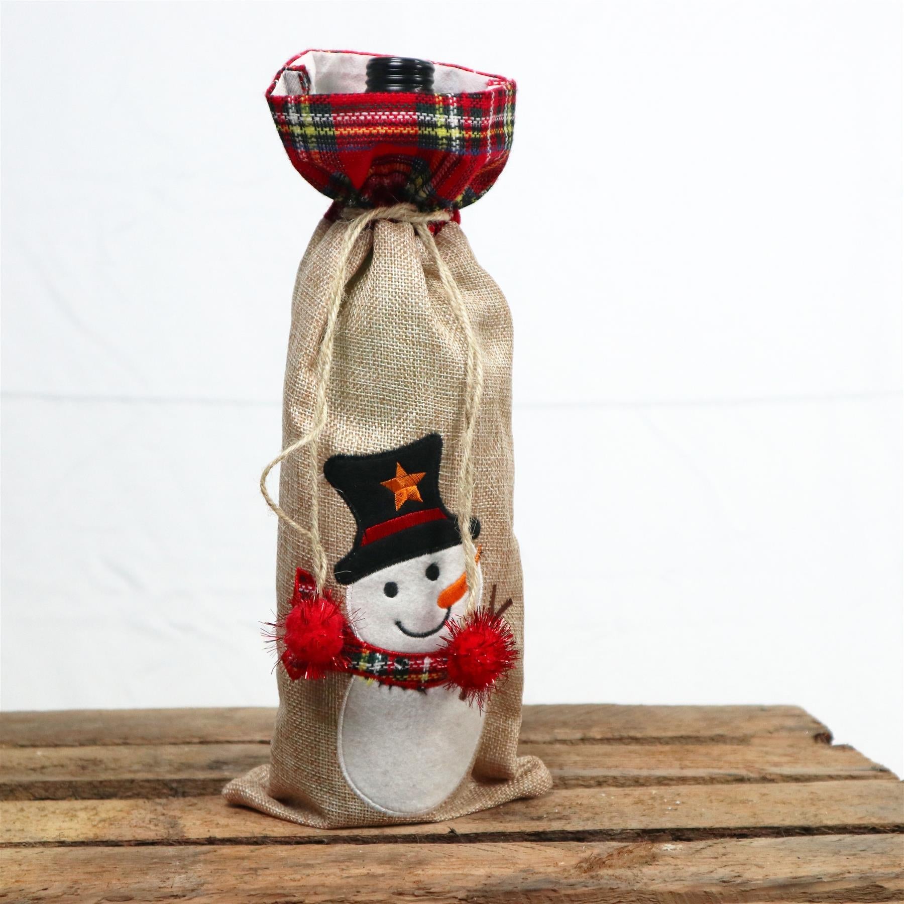 Christmas Wine Bottle Cover Snowman 15X35Cm