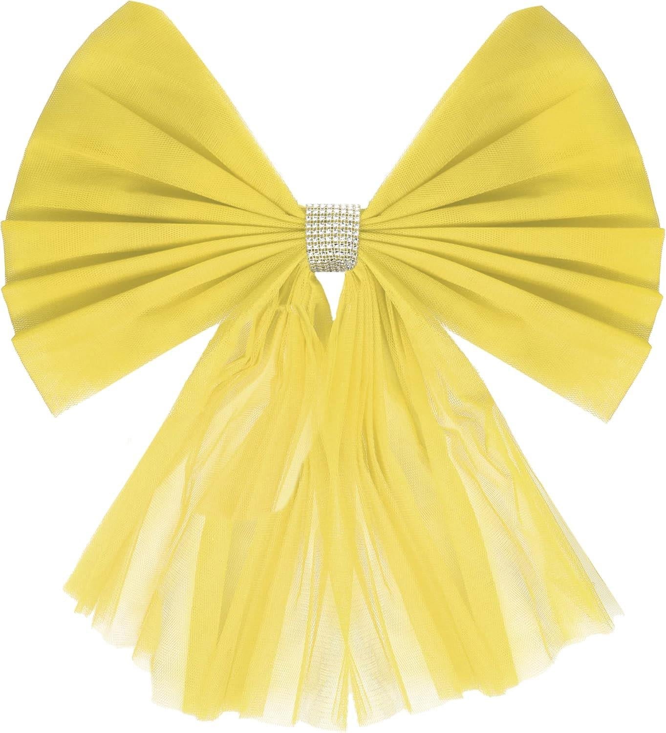 1PC Giant Christmas Door Bow Gold Organza Wedding Festive Xmas Home Decor 7.5m