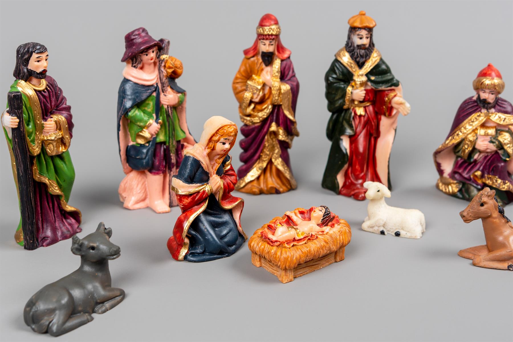 10Pcs Nativity Figures Set Christmas Traditional Jesus Birth Movable Decorations