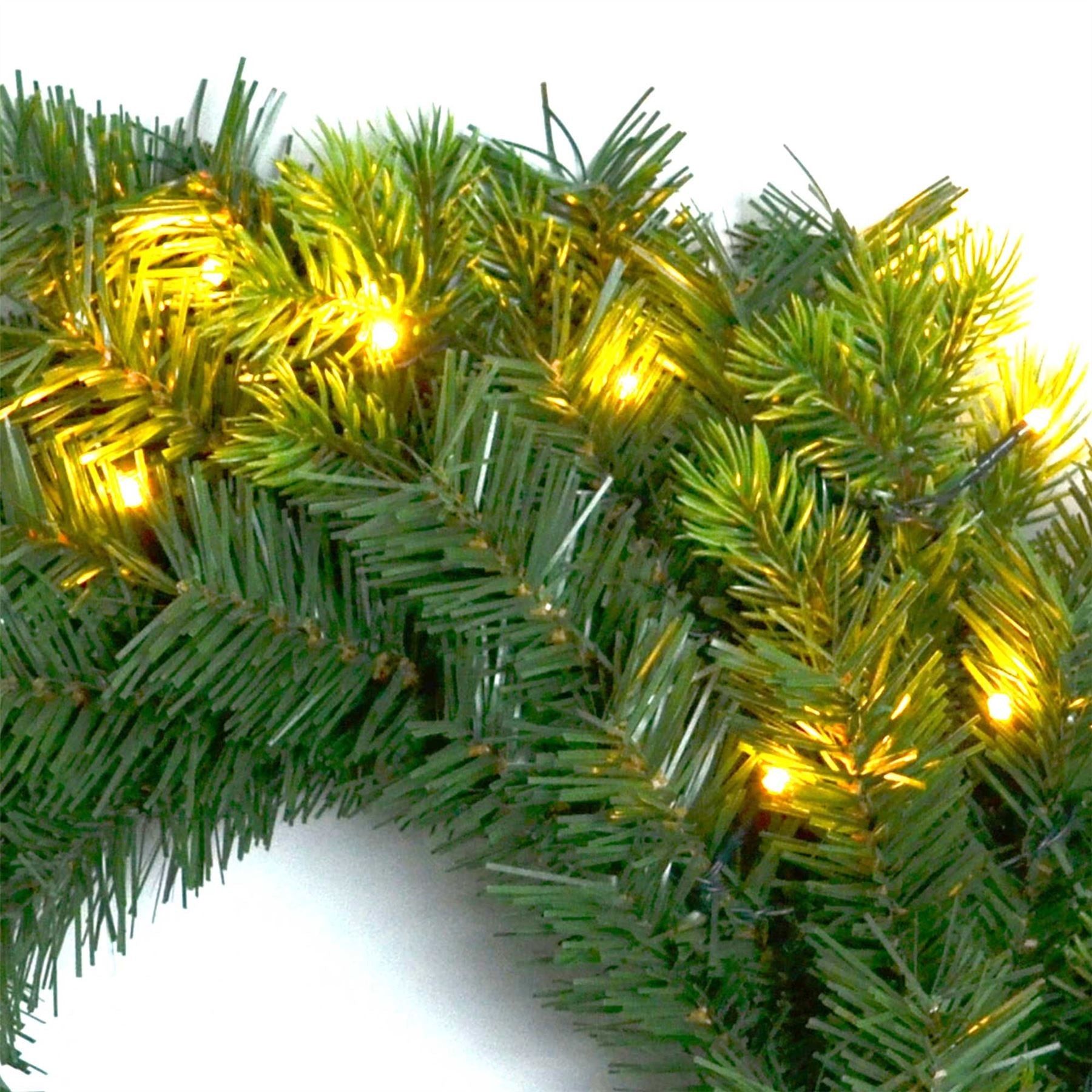 Pre Lit Christmas Wreath Green Artificial Bushy Pines Wall Door XMAS Home Decor