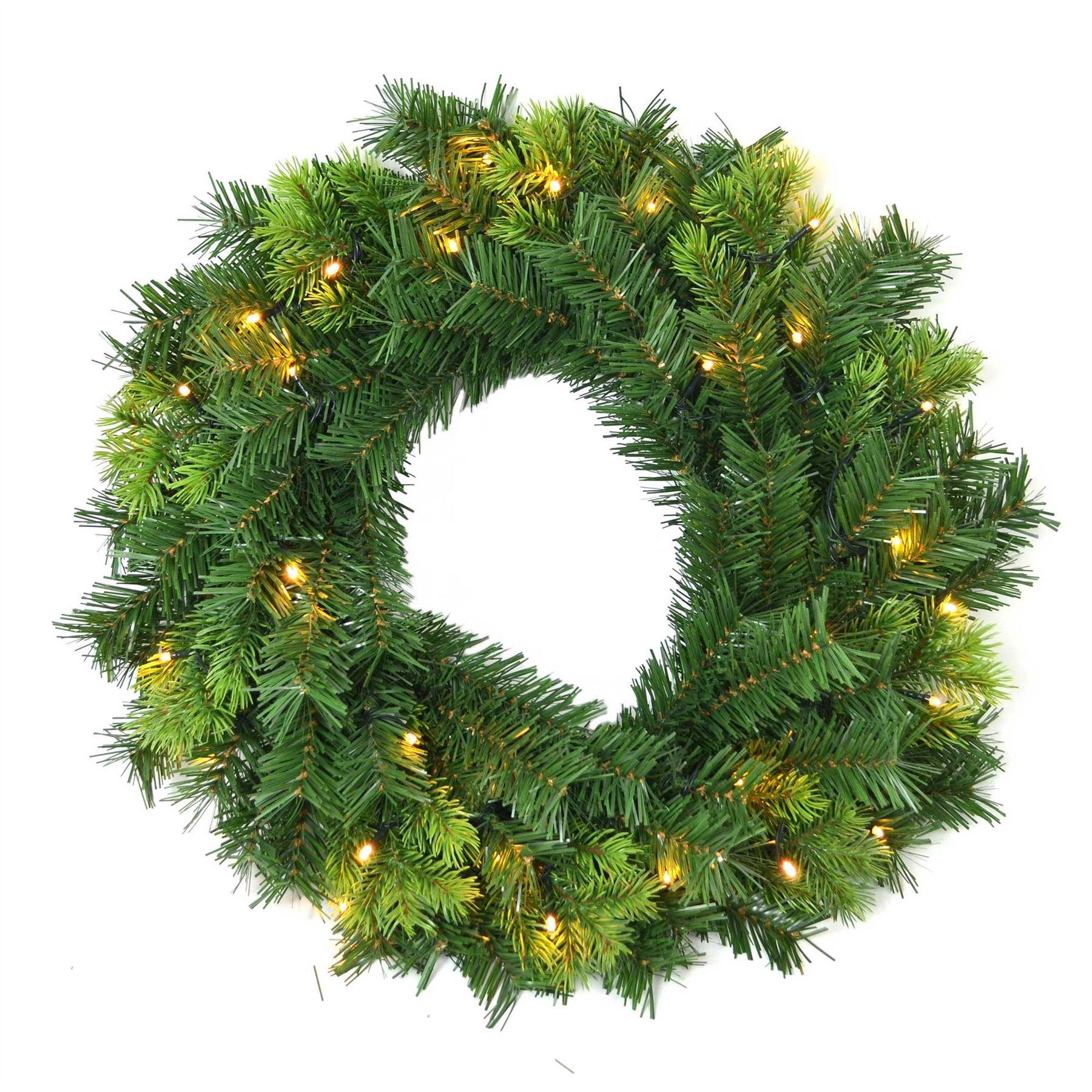Pre Lit Christmas Wreath Green Artificial Bushy Pines Wall Door XMAS Home Decor
