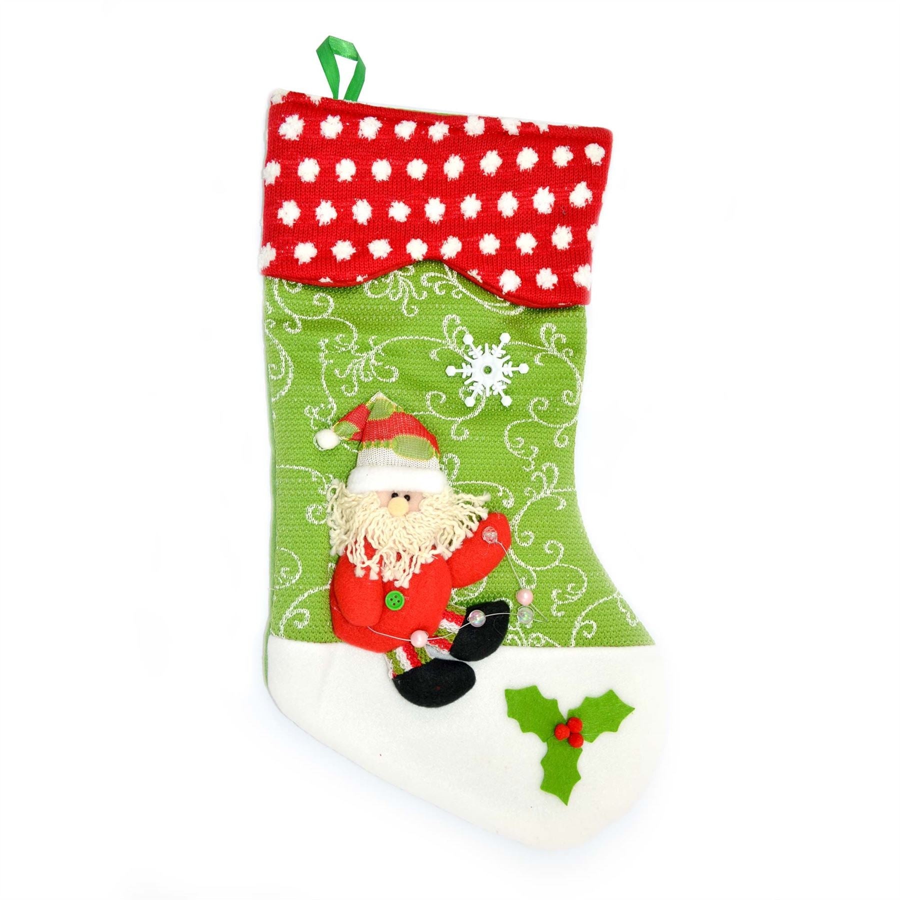 Frono Designer Christmas Stocking Green Xmas Socks Decorations 5310 Christmas