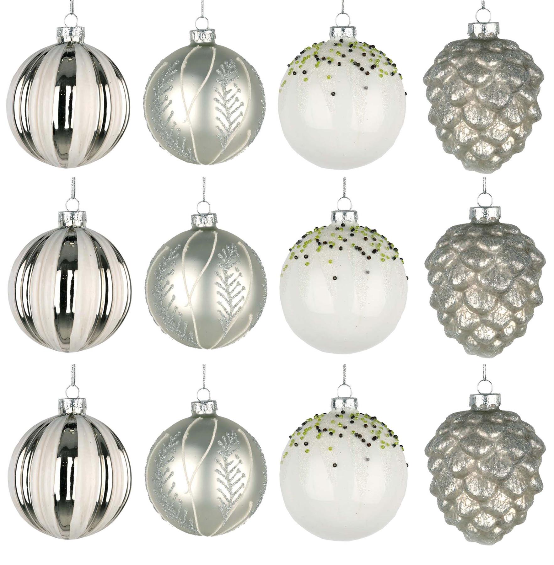 8cm Christmas Baubles Glass Balls Tree Ornament Festive Xmas Hanging Decor 12PCS