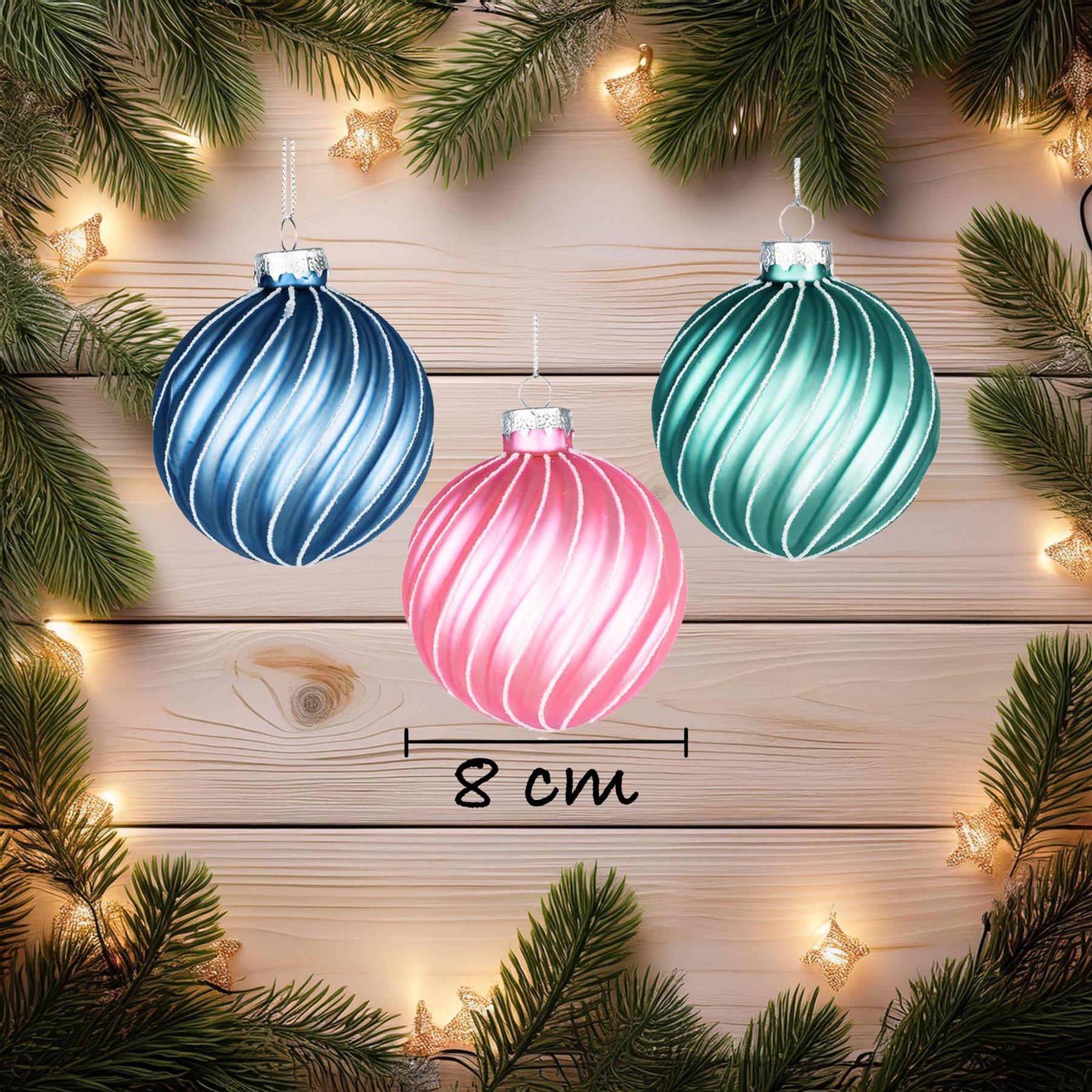 8cm Glass Baubles Christmas Tree Ornament Balls Xmas Hanging Festive Decor 12PCS