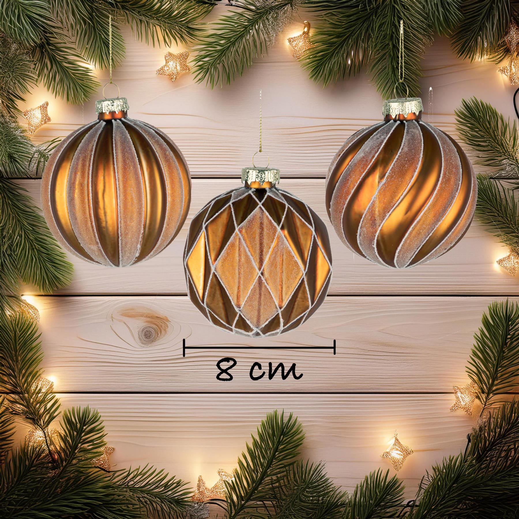 8cm Glass Baubles Christmas Tree Ornament Balls Xmas Hanging Festive Decor 12PCS