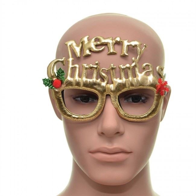 Gold Merry Christmas Glasses One Size Specs Fancy Xmas Dress Novelty Sunglasses Party Accessories
