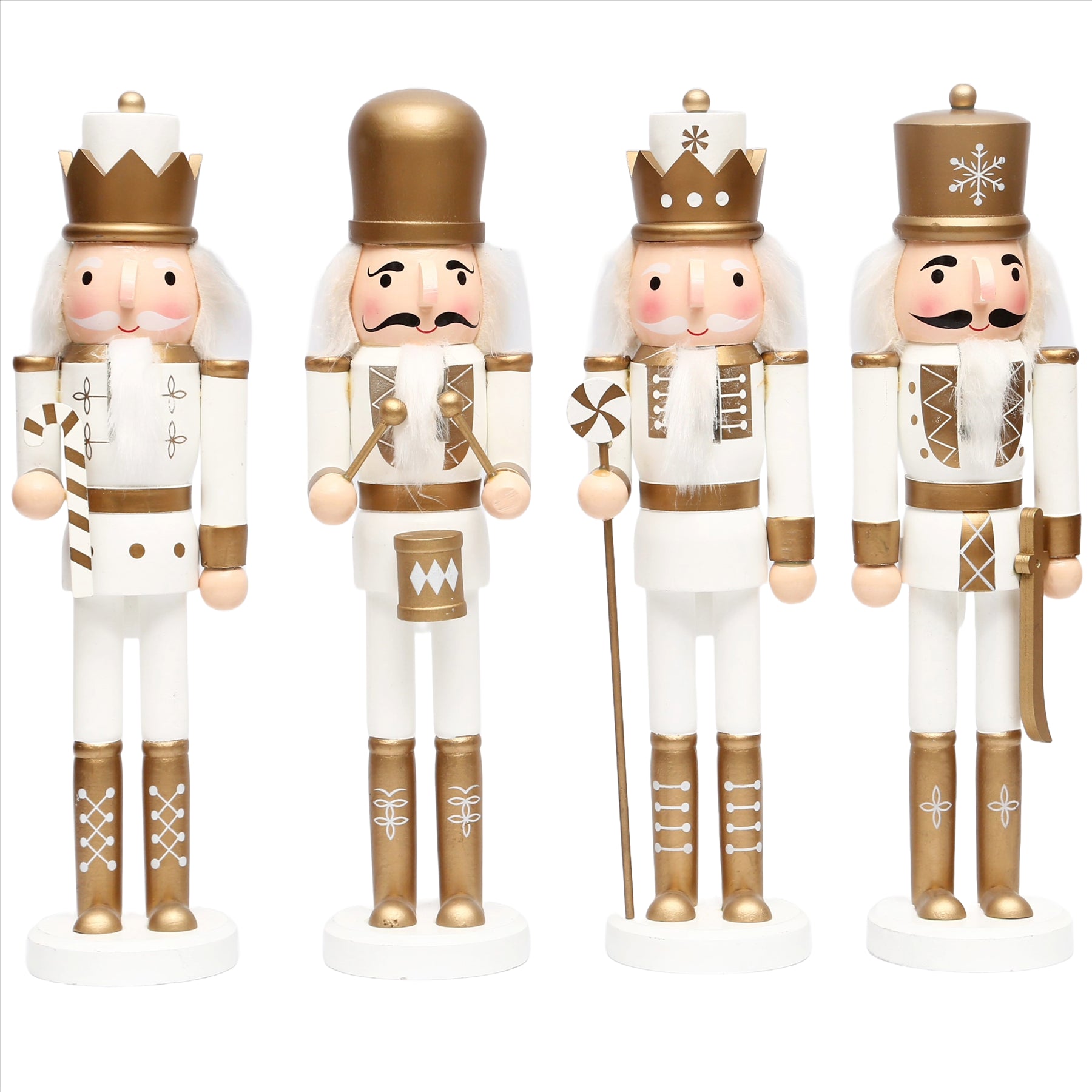 4 Gold Nutcrackers Christmas Wooden Ornaments Figurine 36cm Xmas Home Decoration