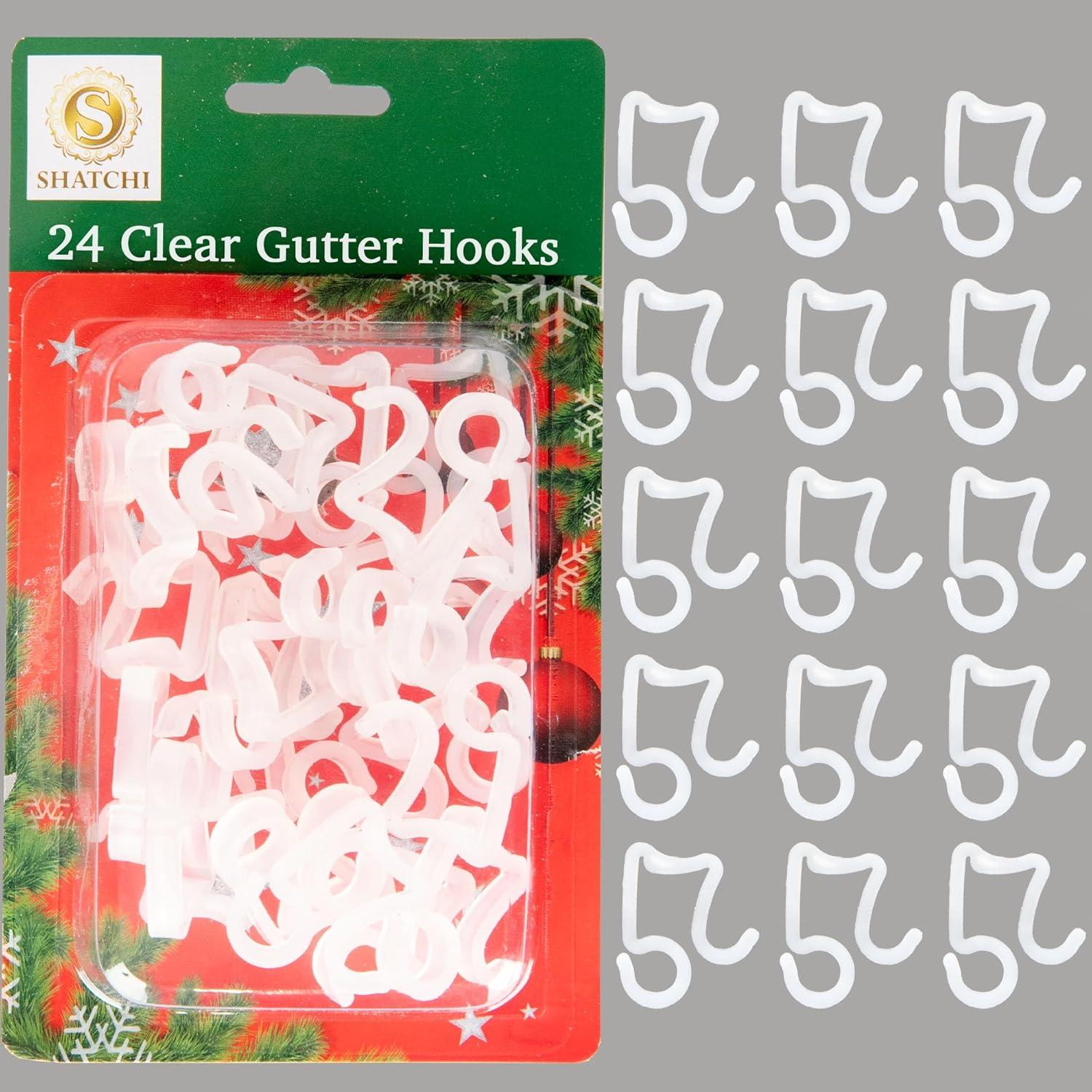 Gutter Hooks Christmas Rope String Icicle Light Hanger Clear Plastic Clips 24pcs