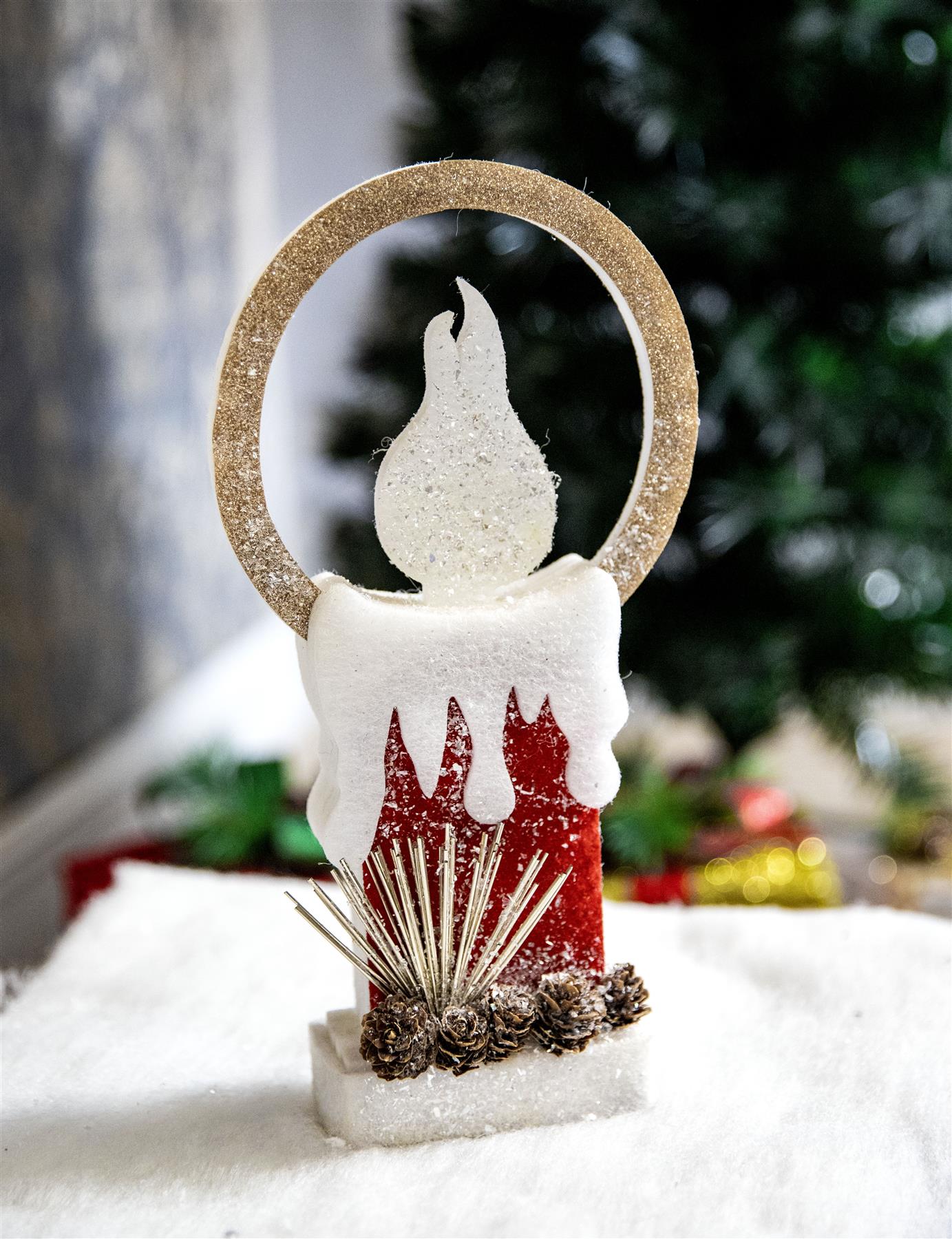 Pre Lit Christmas Decoration LED Candle Table Center Piece Window Xmas Gift 41cm