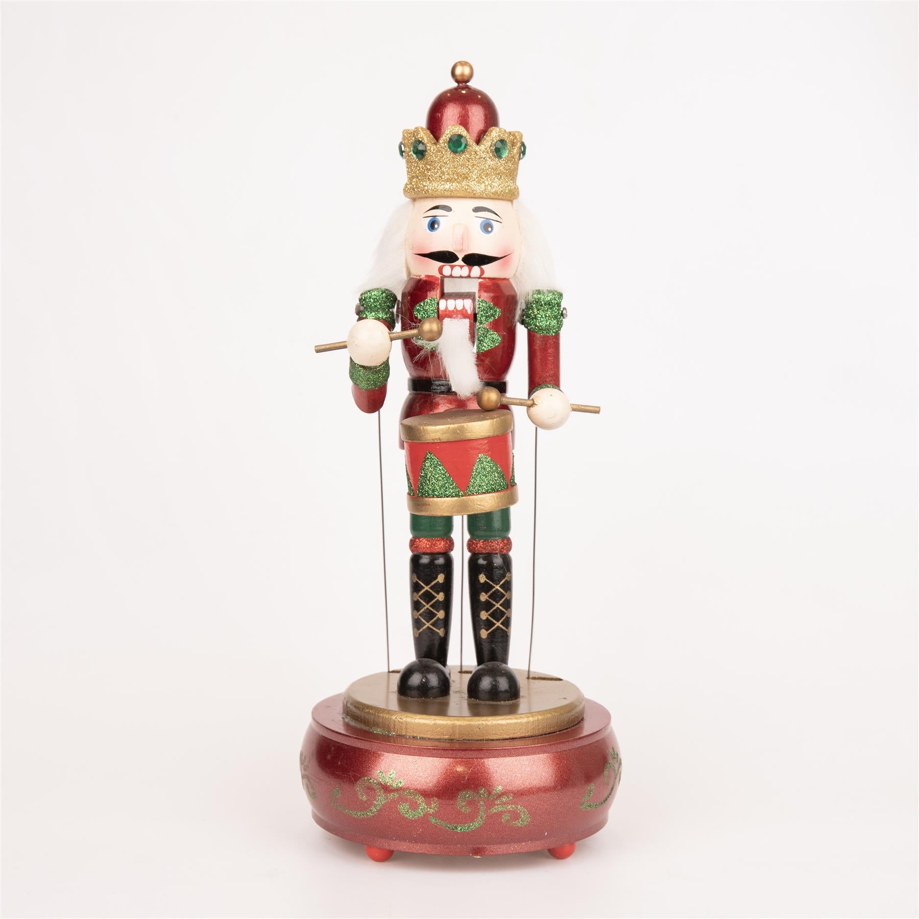 1 Wooden Nutcracker Music Box 30cm Clockwork Christmas Figurines Xmas Home Decor