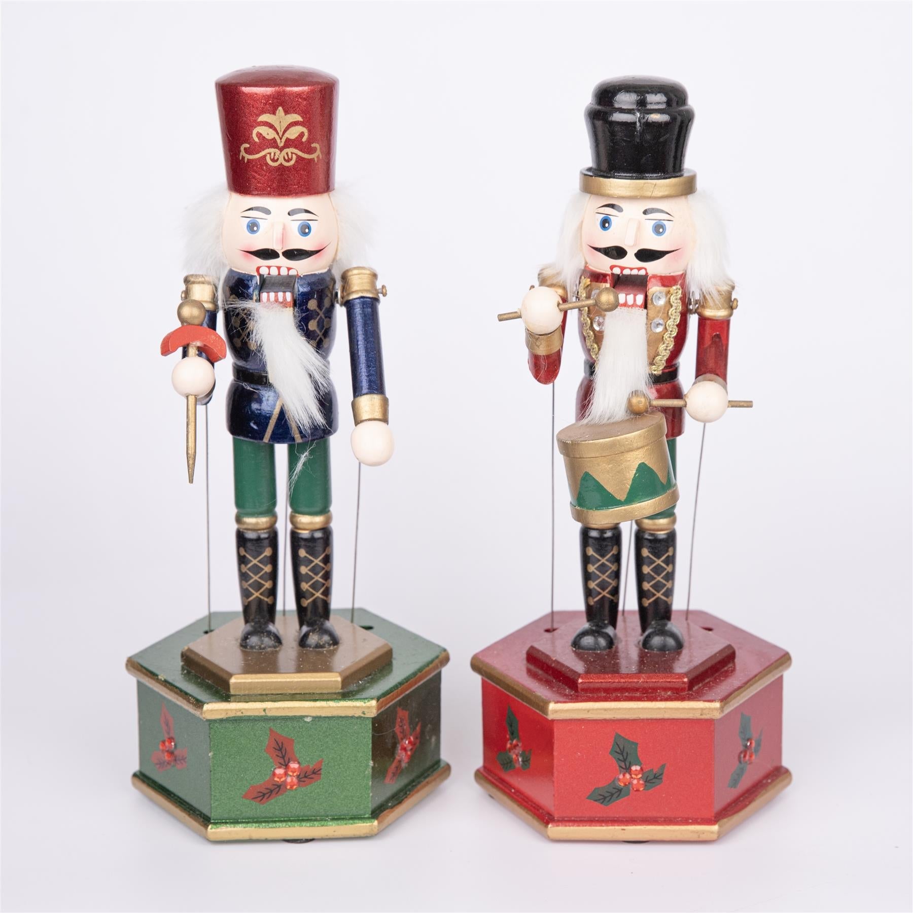 1 Wooden Nutcracker Music Box 30cm Clockwork Christmas Figurines Xmas Home Decor