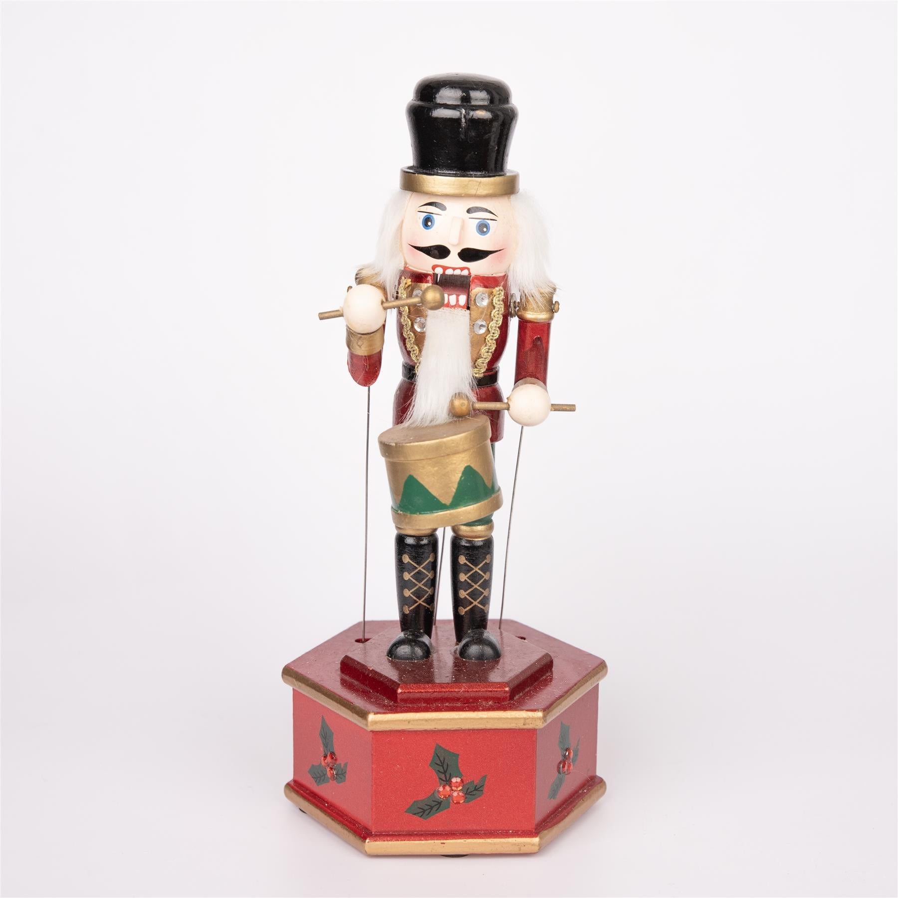 1 Wooden Nutcracker Music Box 30cm Clockwork Christmas Figurines Xmas Home Decor