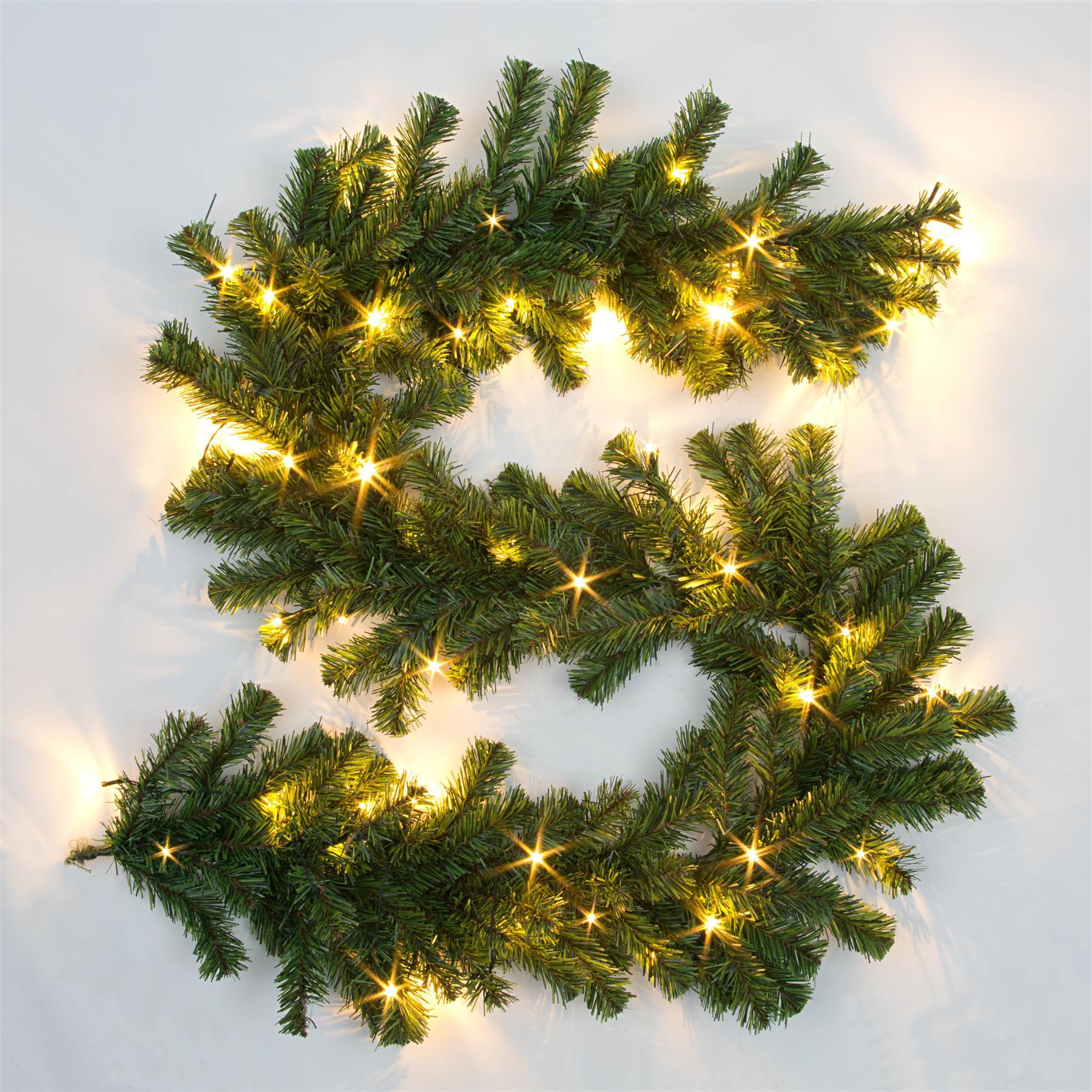 Pre-Lit Warm White Leds Alaskan Pine Green Garland 2M
