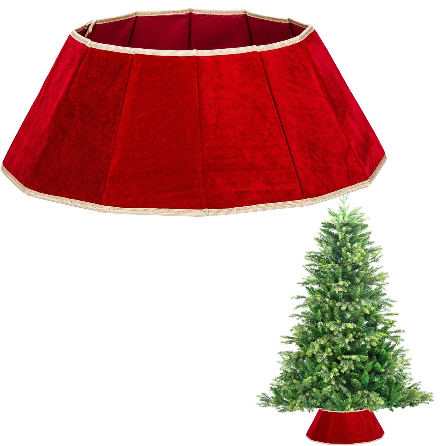 Christmas Tree Collar Foldable Stand Base Cover Red Skirt Xmas Tree Decor 26.8''