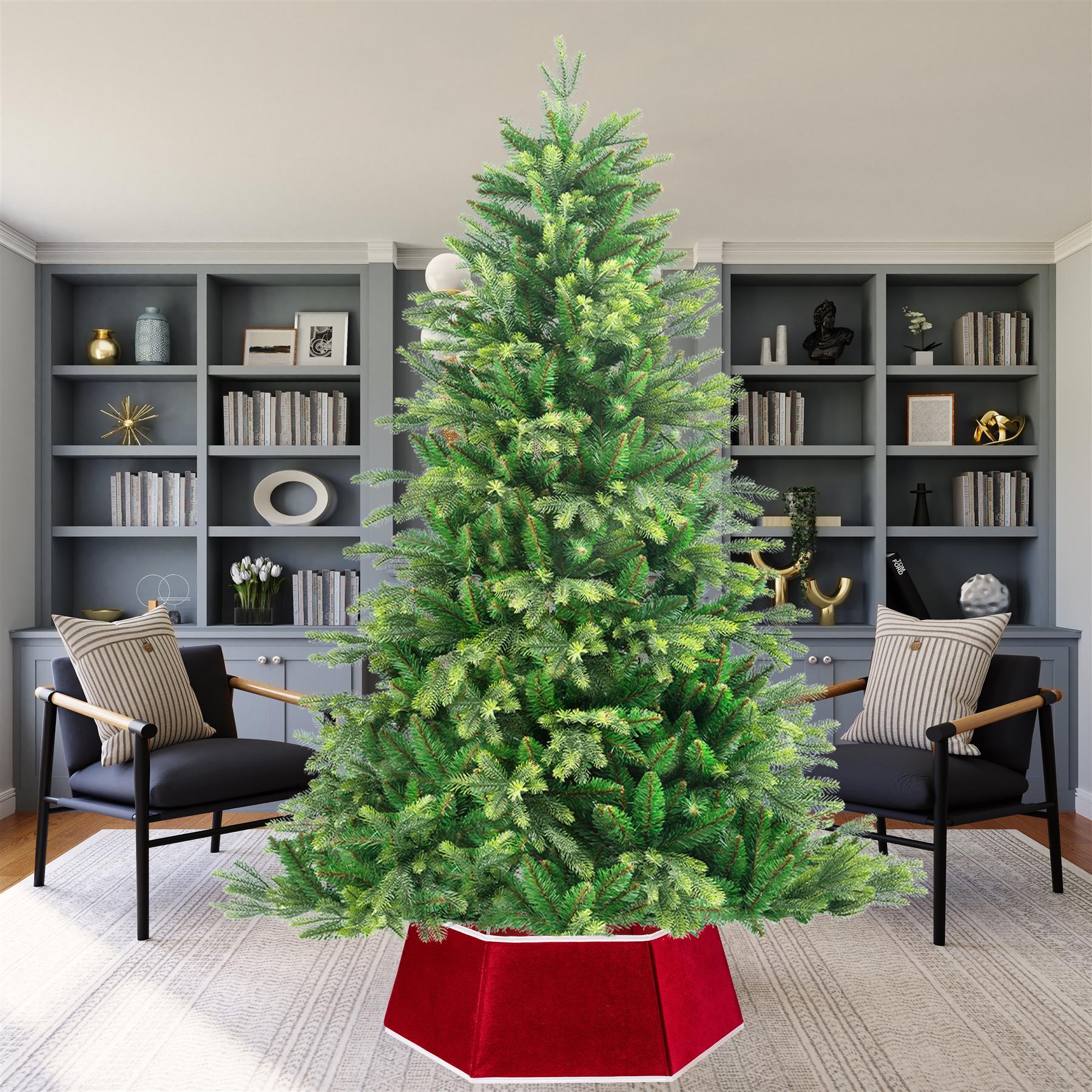 Christmas Tree Collar Foldable Stand Cover Base Red Skirt Xmas Tree Decor 26.8''